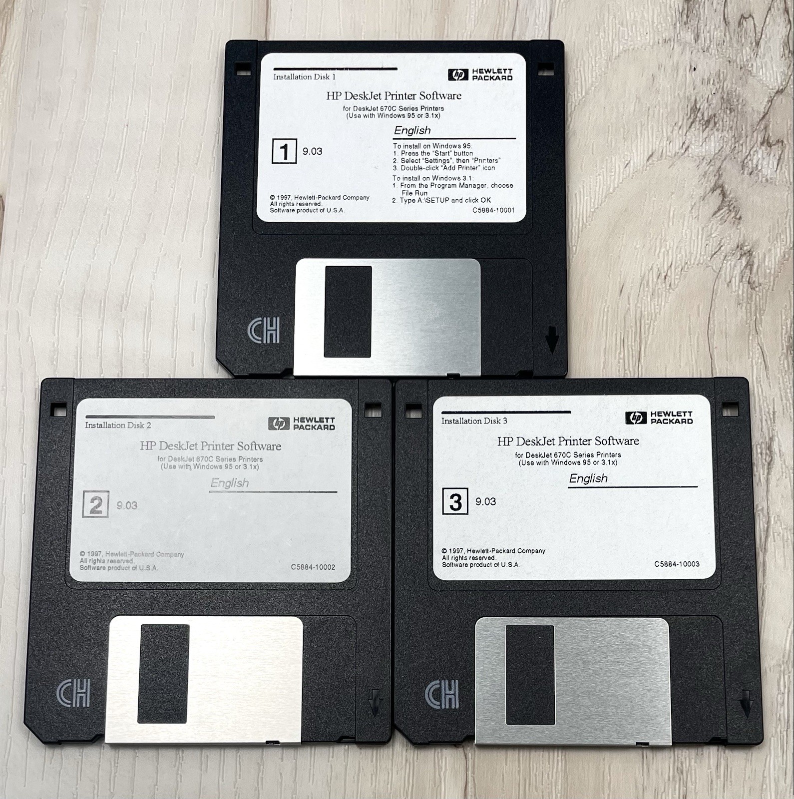 Hewlett Packard HP DeskJet 670C Series Printer Software Installation Disks 1-3