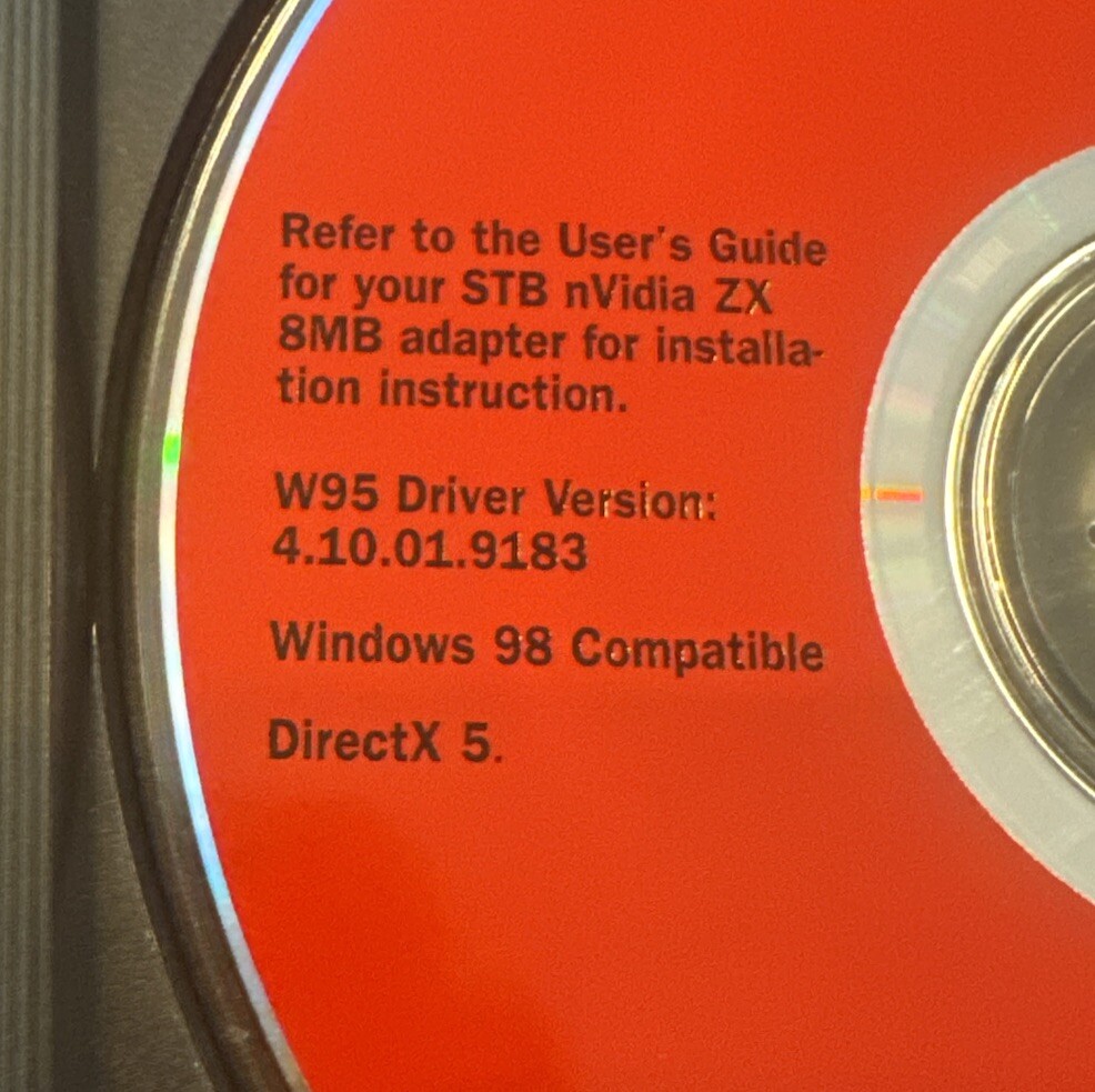 DELL STB Nvidia ZX 8MB – Driver CD – Dell p/N 8302E – P/N 270-0035-001 Win 95 98