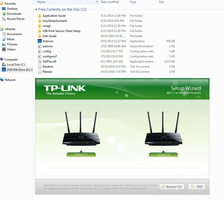 TP-LINK Resource CD for Archer C5 AC1200 & Archer C7 AC1750 Wireless Router