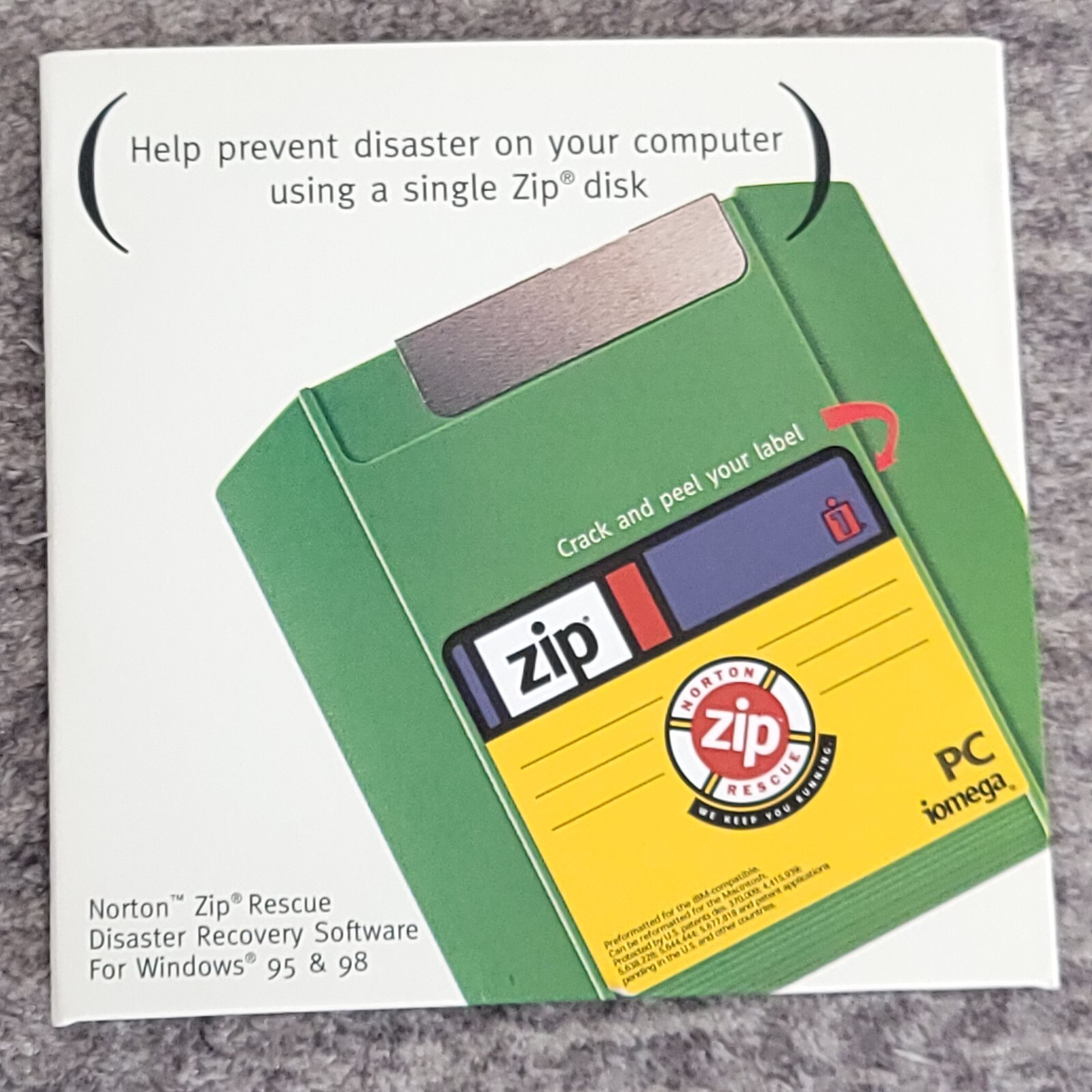 Iomega Zip Software CD Norton Rescue PC Windows 95 1998 Disaster Recovery