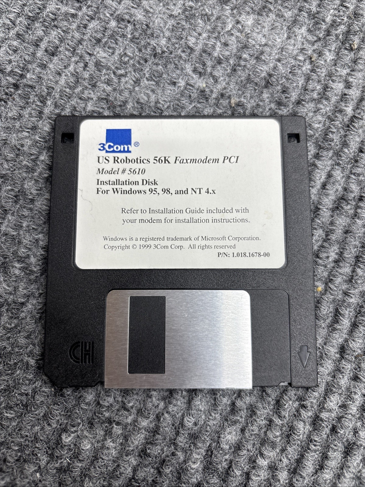 3Com US Robotics 56K Faxmodem PCI Model 5610 Installation Disk Windows
