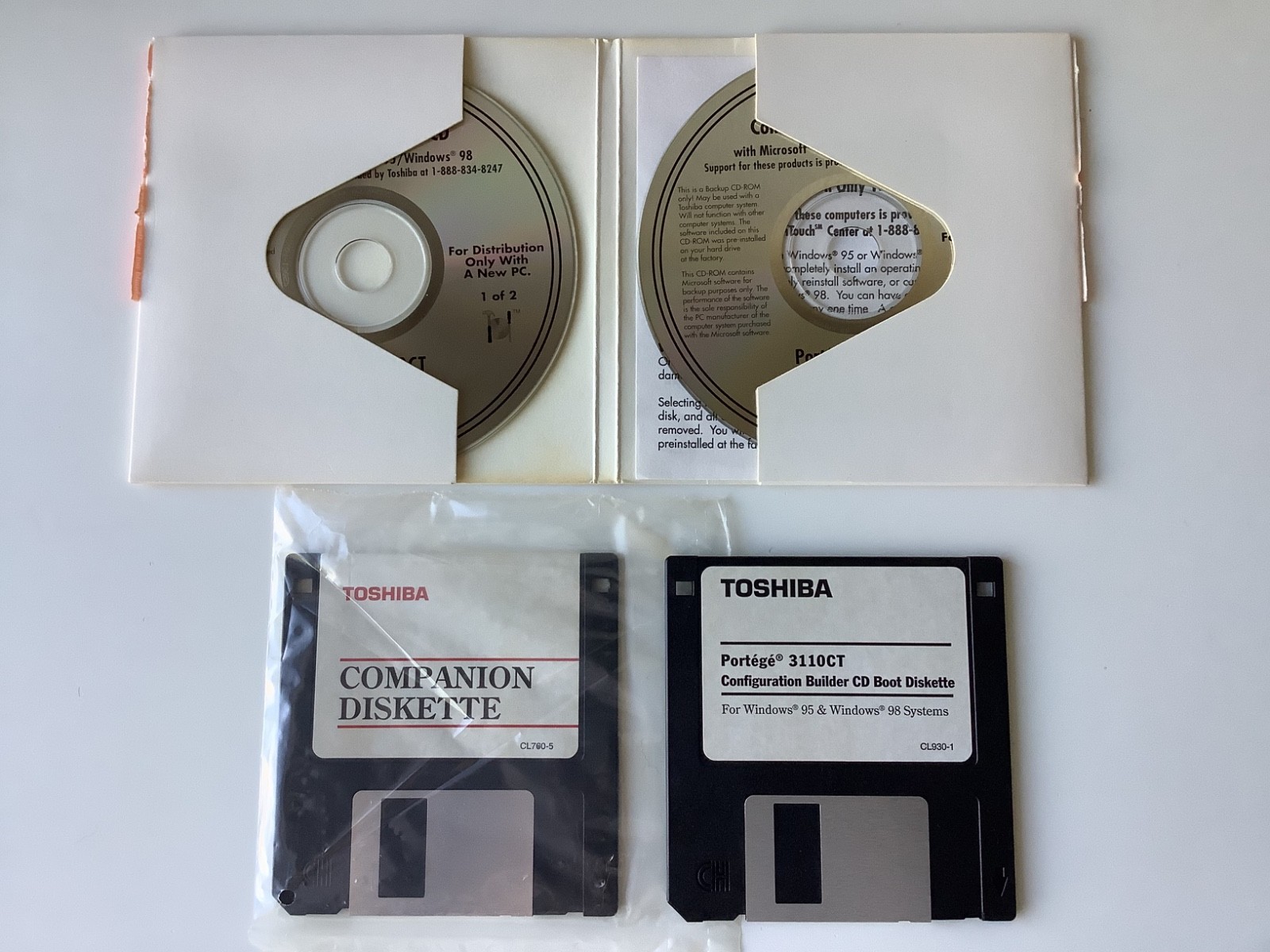 Toshiba Portege 3110CT Configuration Builder CD & Floppy Disks Windows 95 98