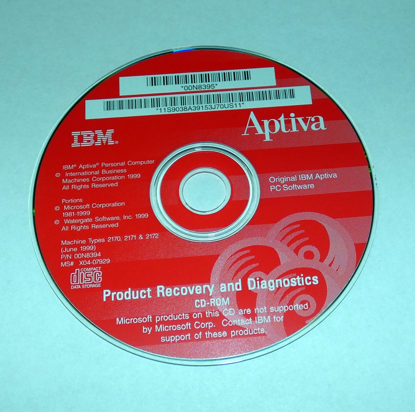 IBM Aptiva 2170, 2171, 2172 Product Recovery and Diagnostics CDROM 1999 Original