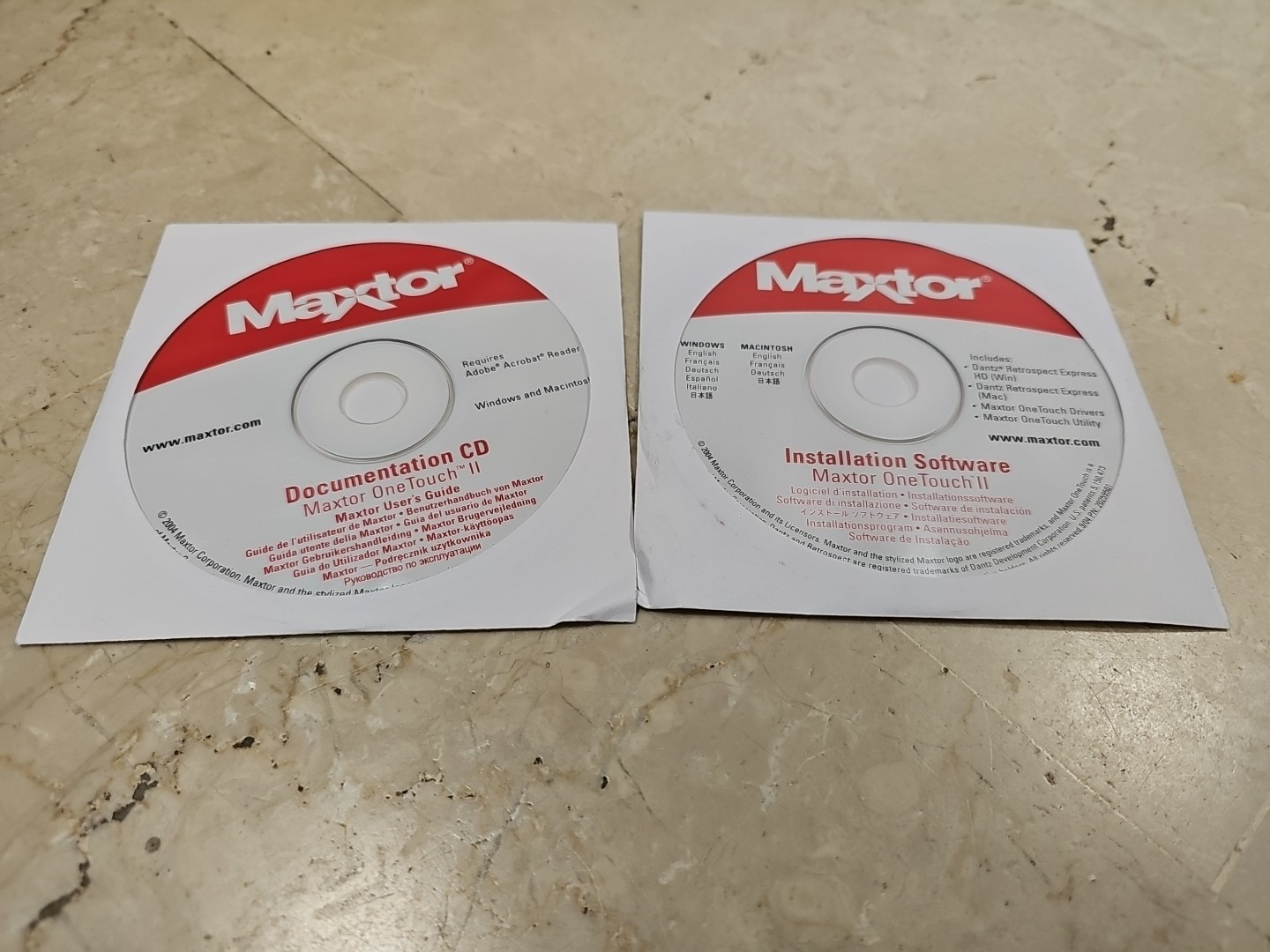 MAXTOR ONE TOUCH II DOCUMENTATION CD + SOFTWARE INSTALLATION FOR WINDOWS AND MAC