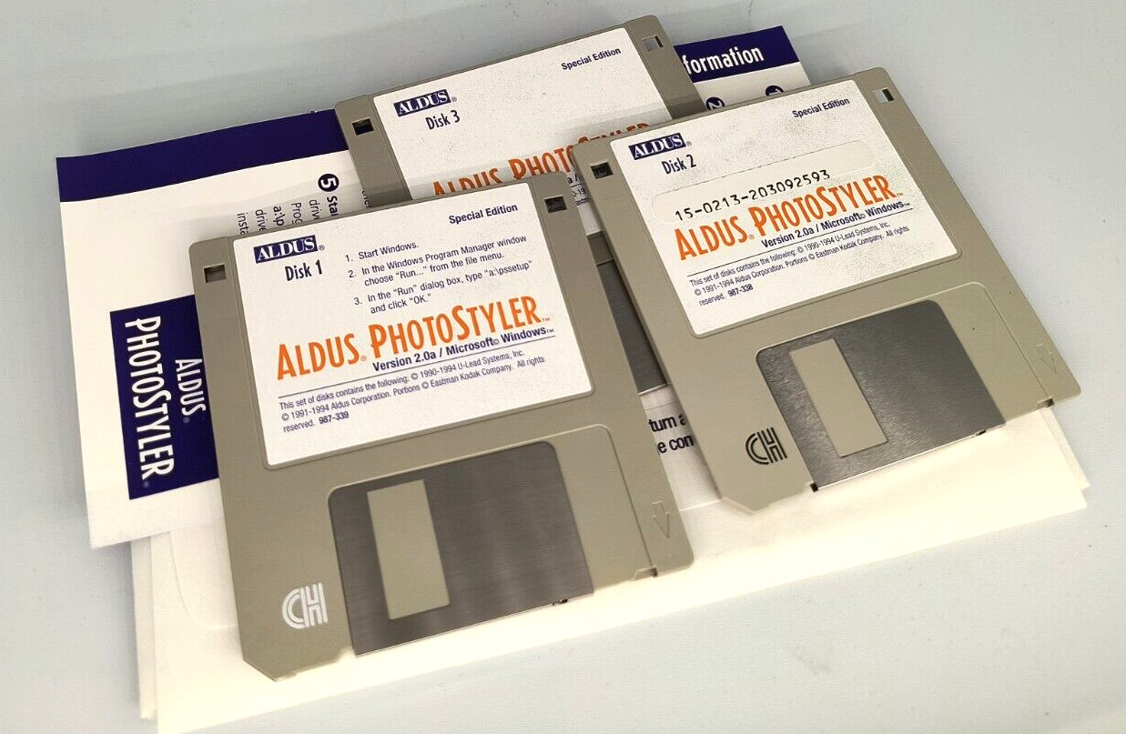 VINTAGE NEW 1994 ALDUS PHOTOSTYLER VER 2.0A SPECIAL EDITION WINDOWS 3.1 RM4-SW5