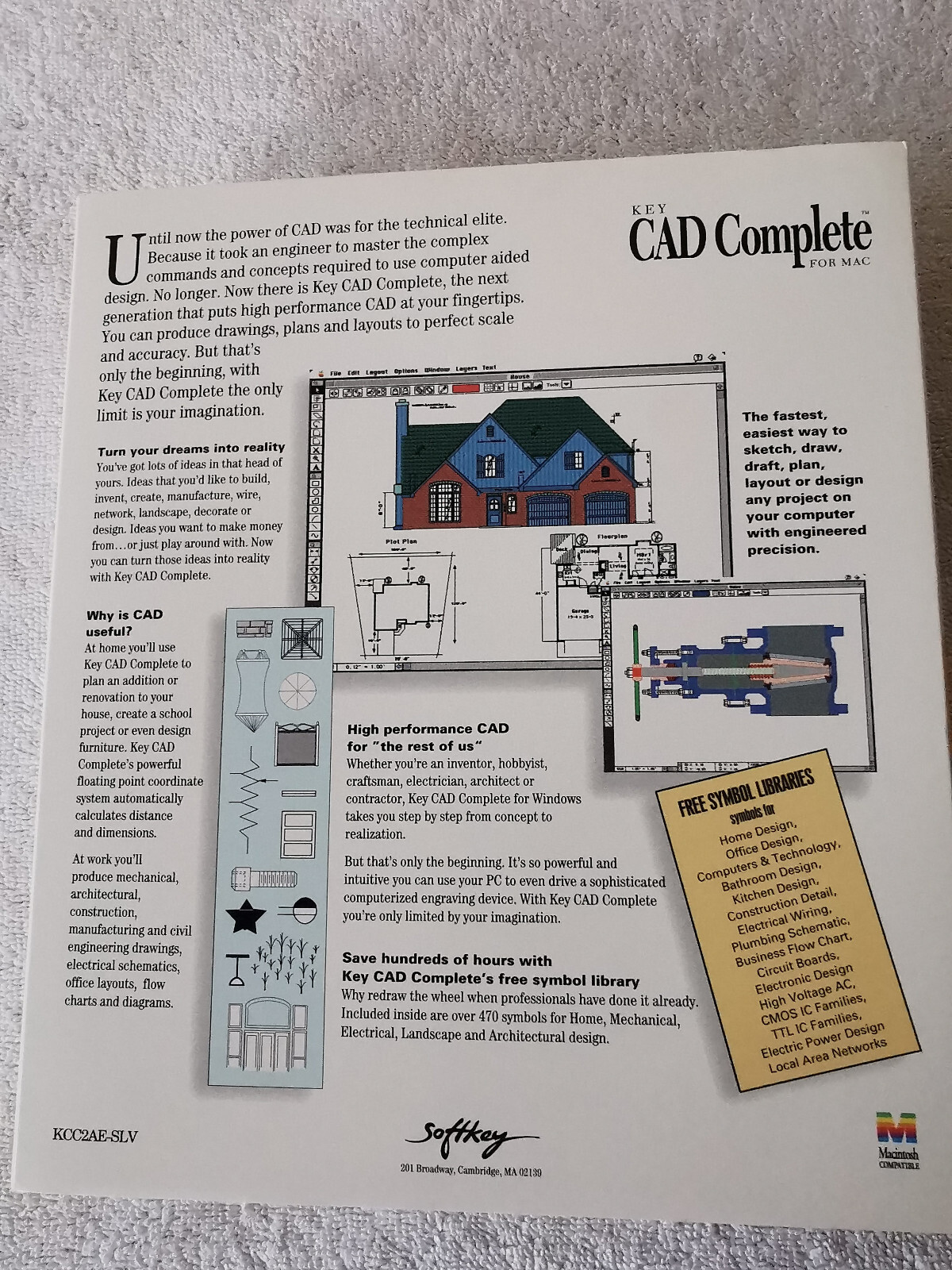 Key CAD Complete Disk Floopy 5.1 Version & Manual for Mac 1994 SoftKey