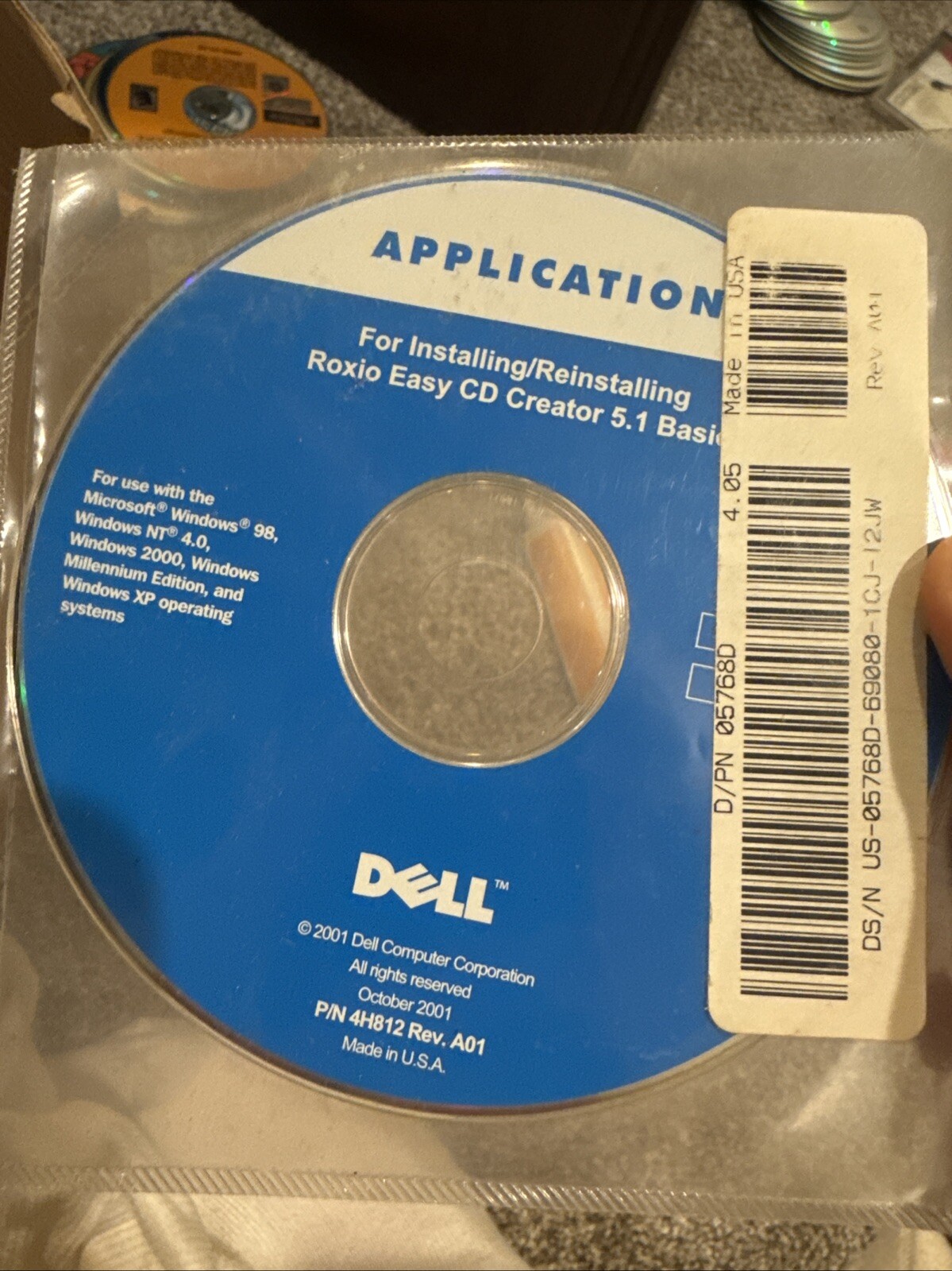 Dell Application Installing/Reinstalling Roxio Easy CD Creator 5.2 Basic 4P513