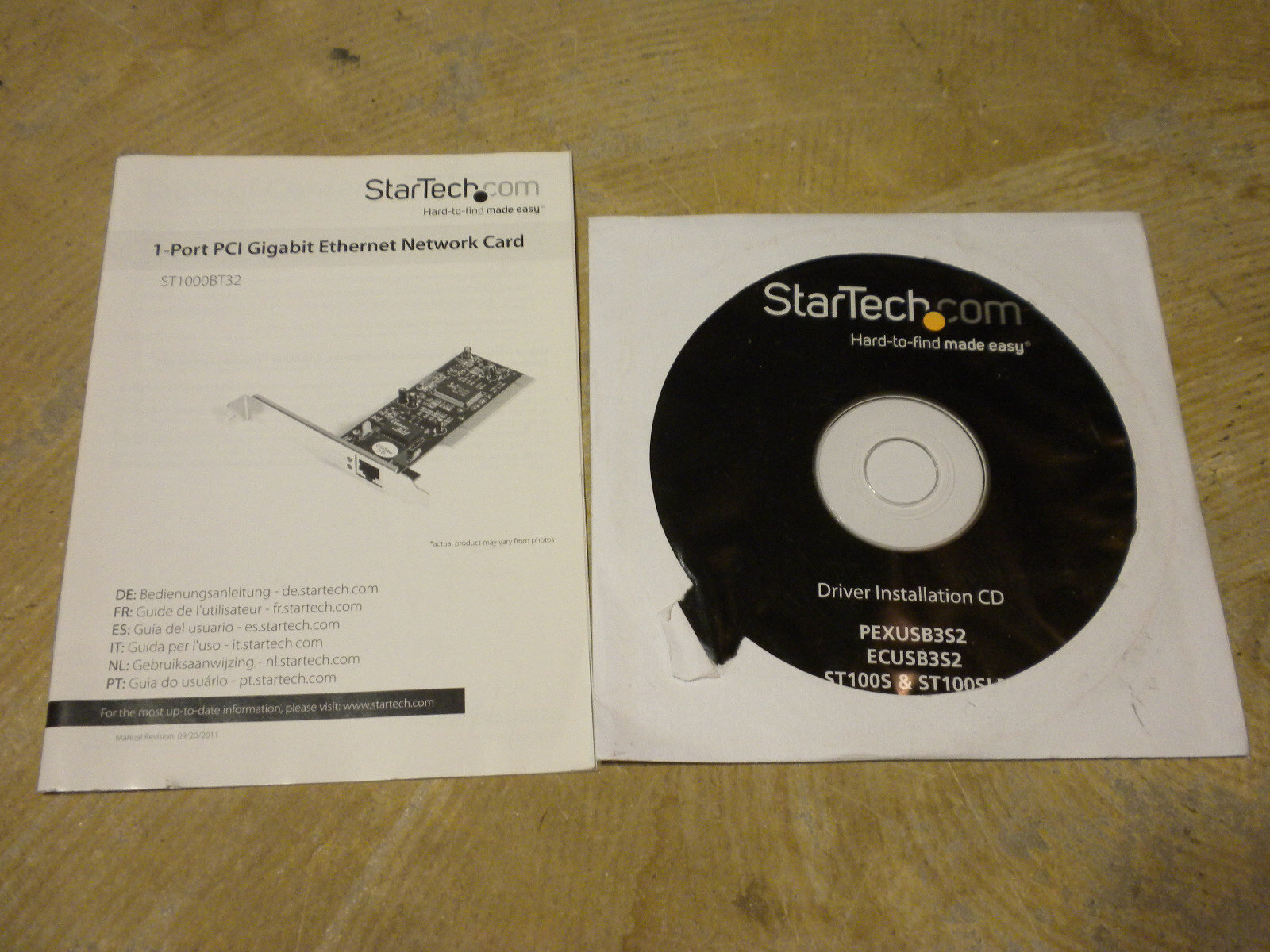 2011 Startech 1 Port PCI Gigabit Ethernet Network Card Driver Installation CD