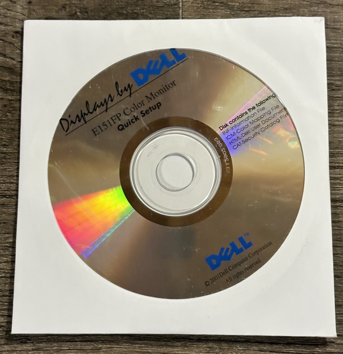 Displays by Dell E151FP Color Monitor Quick Setup CD