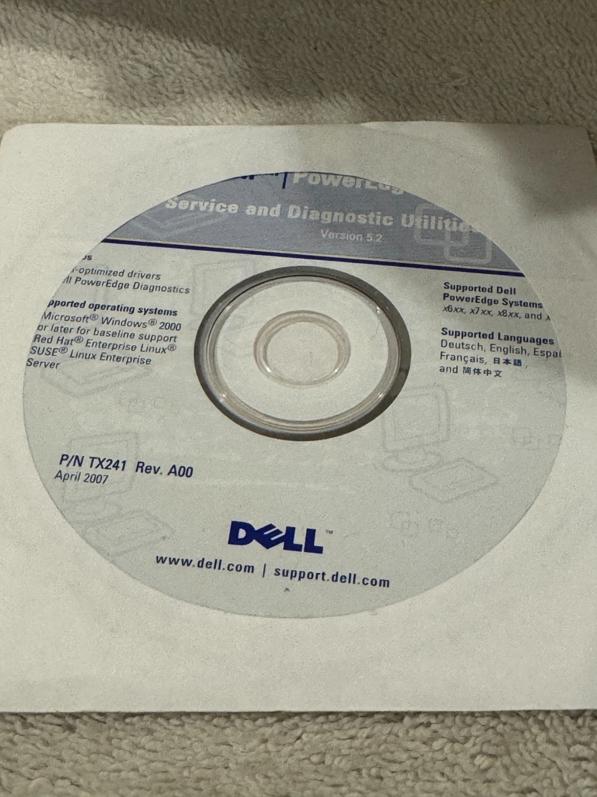 Dell PowerEdge Service & Diagnostic Utilities Version 5.2 – CD ONLY IN VERY GOOD
