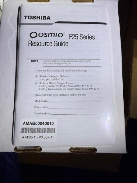 Toshiba Drivers Installation DVD Disk for Qosmio F25 Series Notebooks