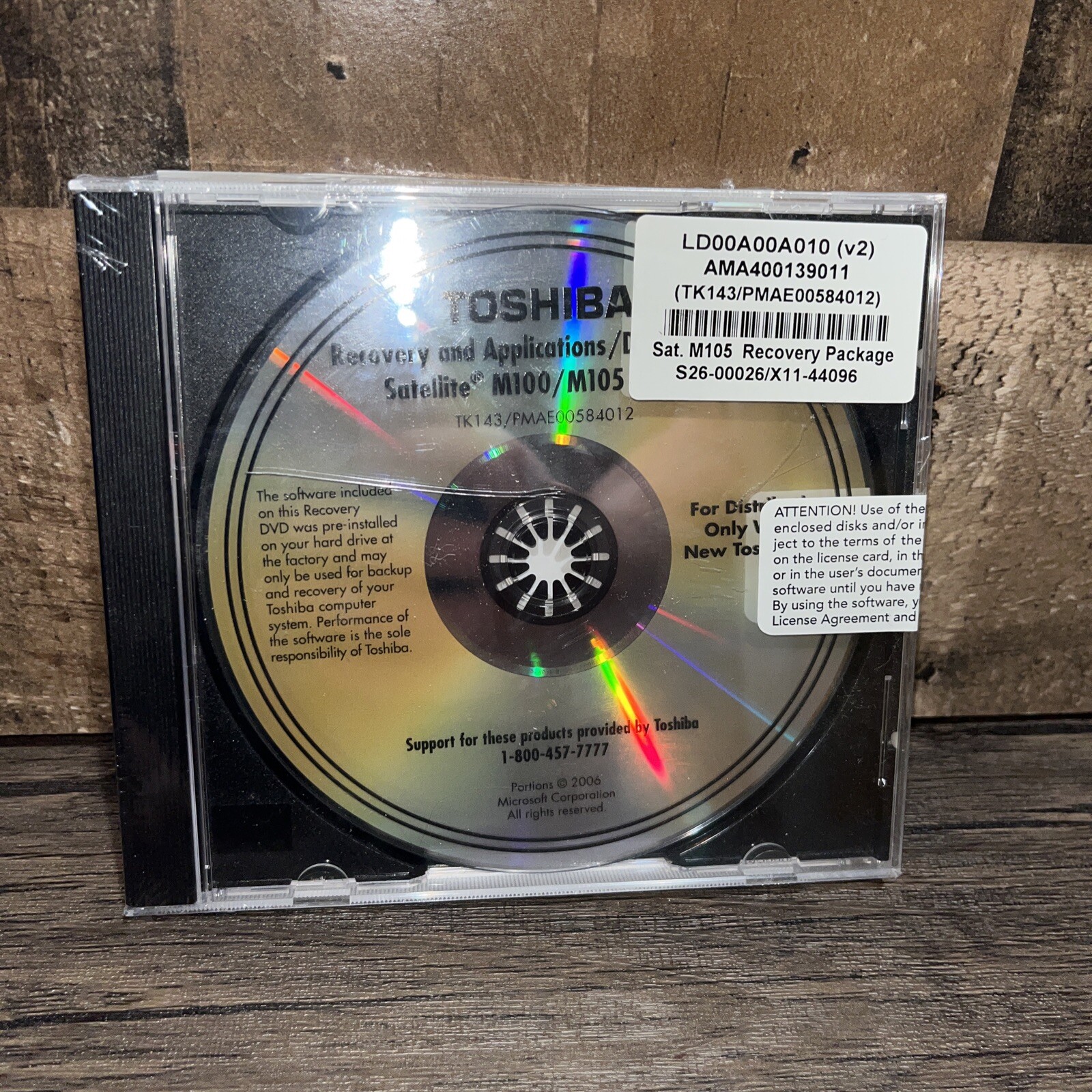 TOSHIBA SATELLITE M100/M105 SERIES – RECOVERY & APPS, DRIVERS , Sealed