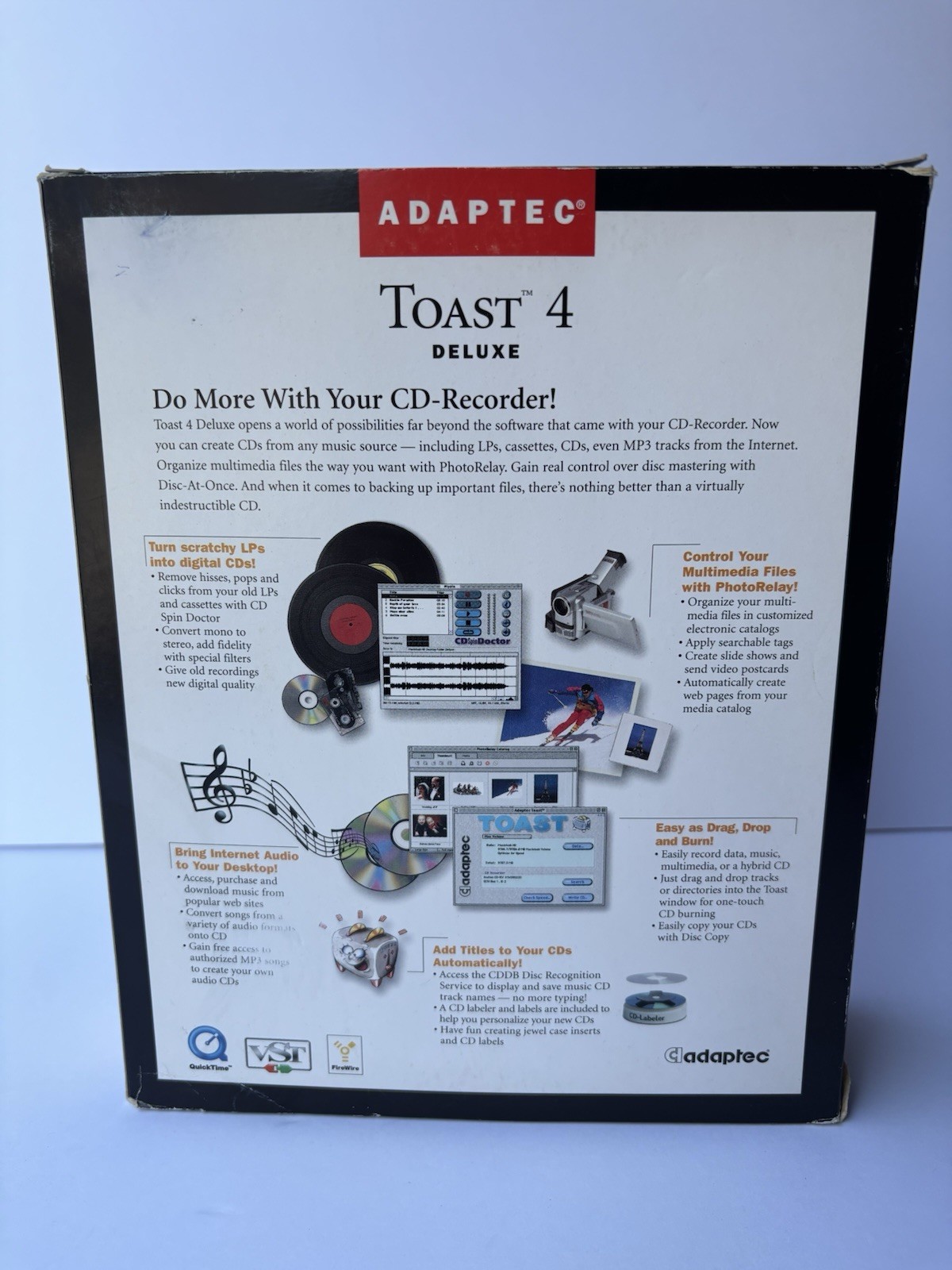 Vintage Macintosh Adaptec Toast 4 Deluxe Software Big Box CD Recording Complete