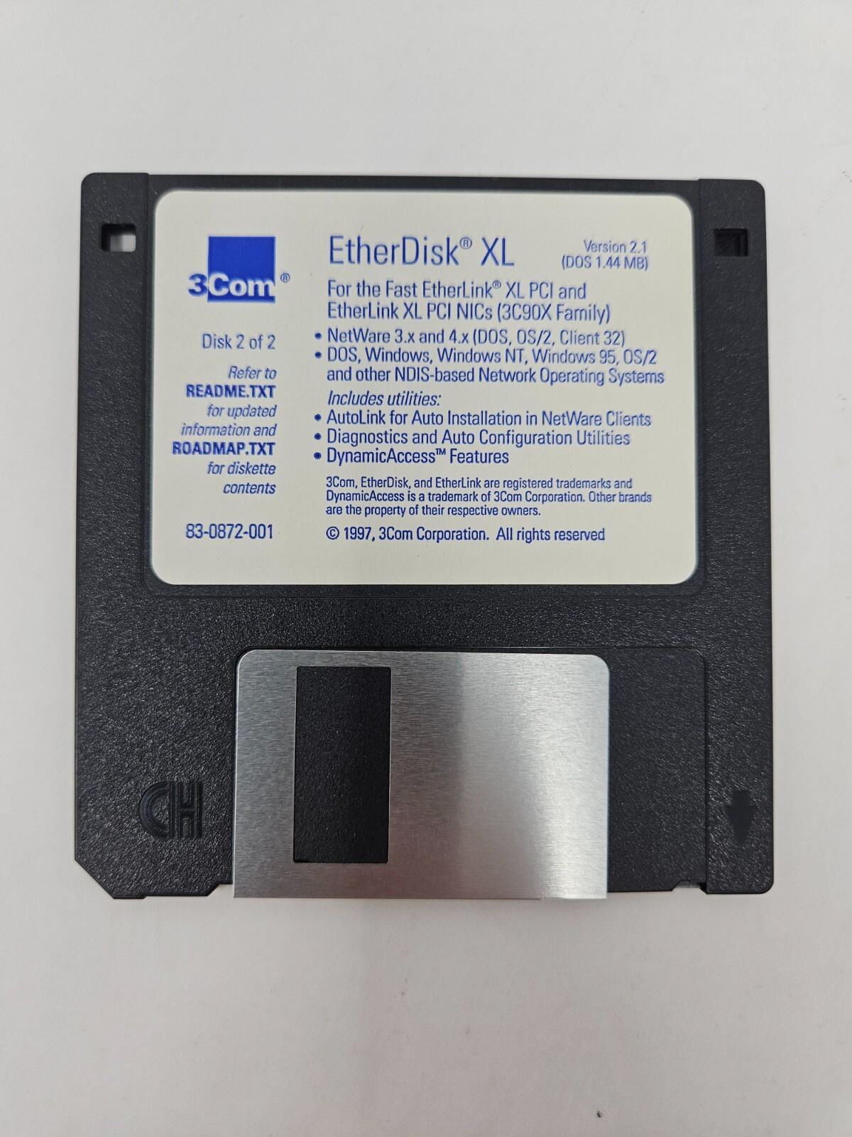 3Com EtherDisk XL Version 2.1 PC 3.5″ Floppy Disk *Disk 2 Only*