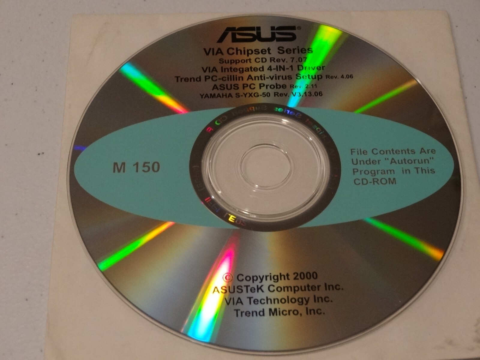 ASUS VIA CHIPSET SERIES MOTHERBOARD SUPPORT CD REV. 7.07 M150 DRIVERS / CD-ROM