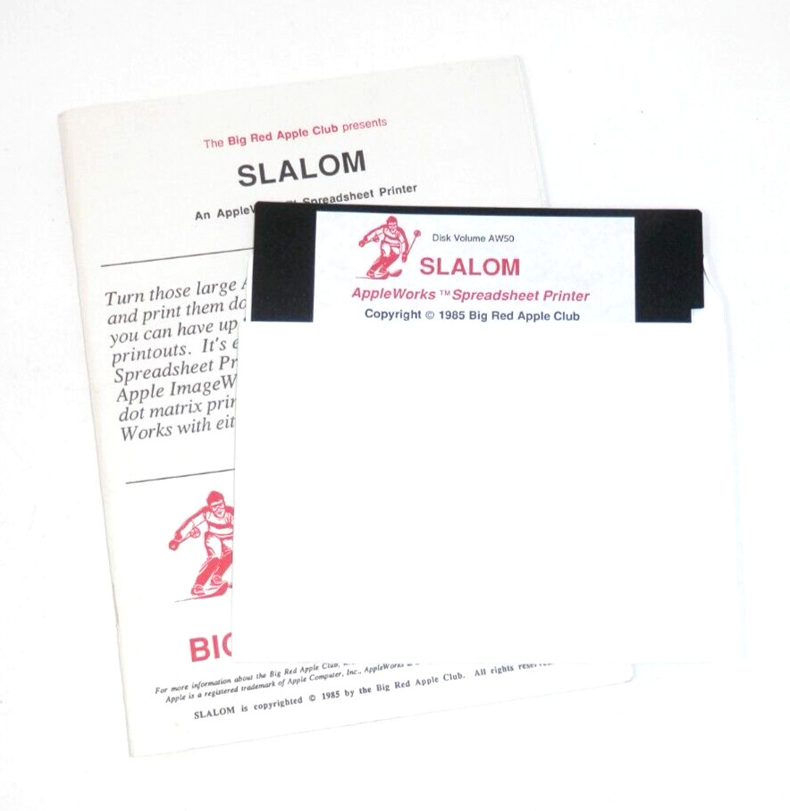 Slalom AppleWorks Spreadsheet Printer Program Vintage Software ’85 Apple IIe IIc