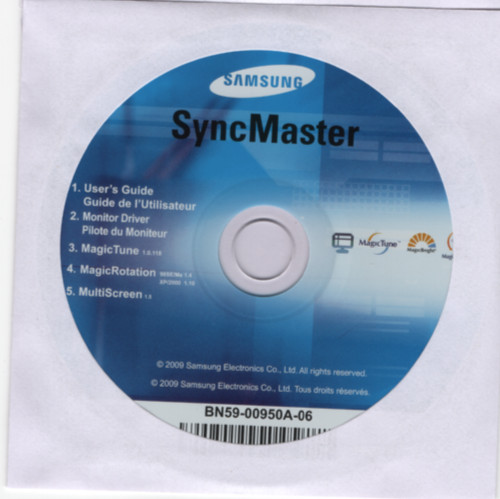 Samsung SynchMaster Monitor User’s Gude Drivers Magic Utilities CD-ROM (2009)