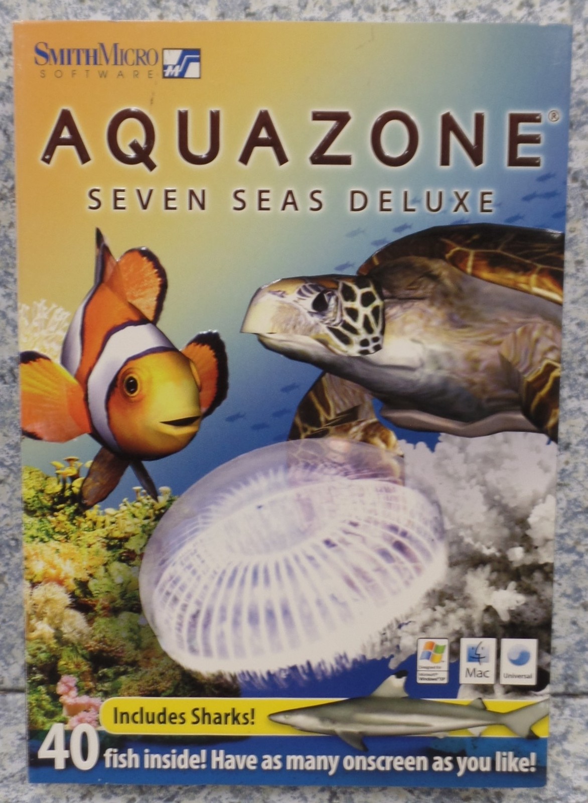 Software PC Aquazone Seven Seas Deluxe Includes Sharks Screensaver NEW BOX