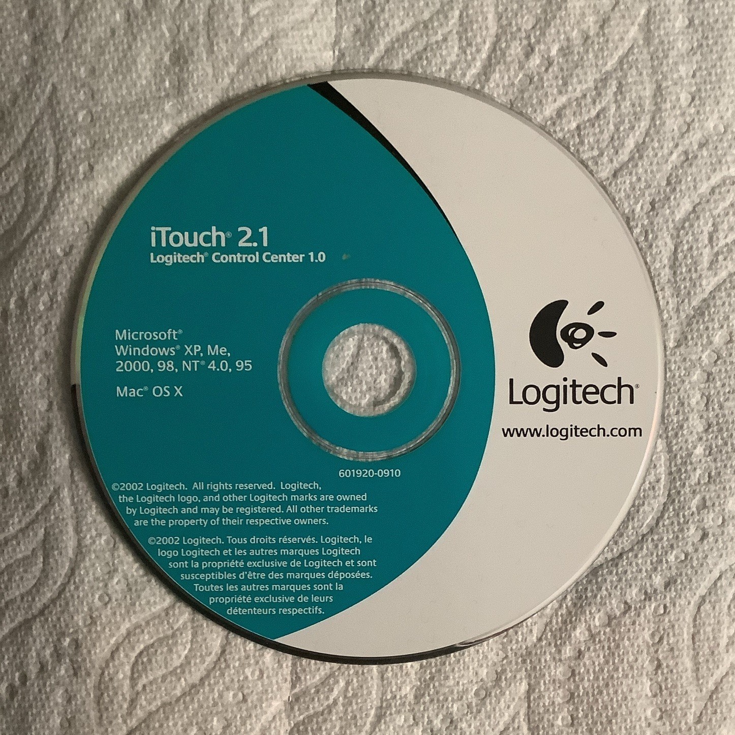 Logitech iTouch 2.1 Control Center 1.0 Utility Suites CD Windows XP, Me, Mac OS…