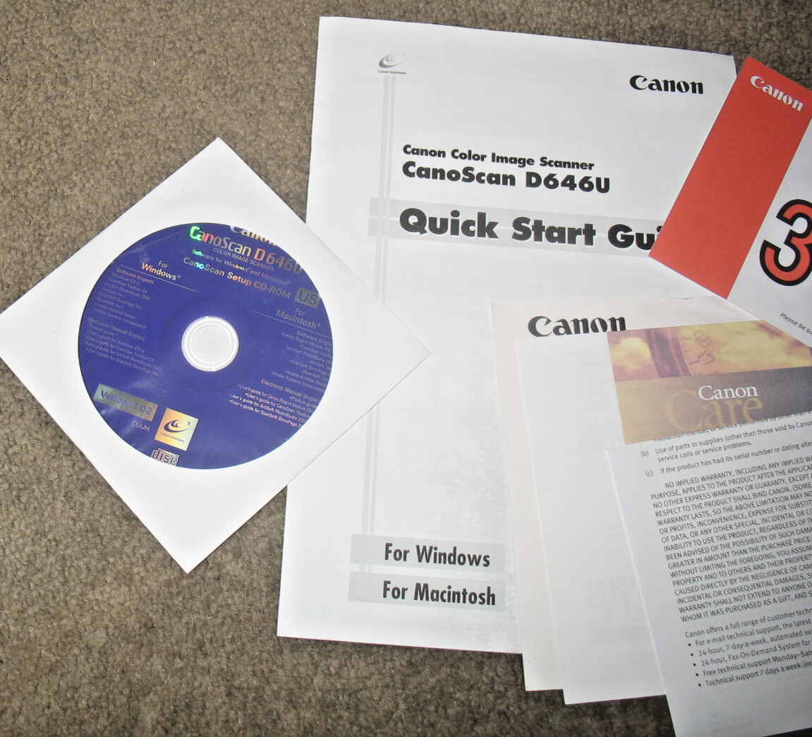 Canon CanoScan D6460 Scanner Setup Installation CD-ROM, Guide, Registration Card