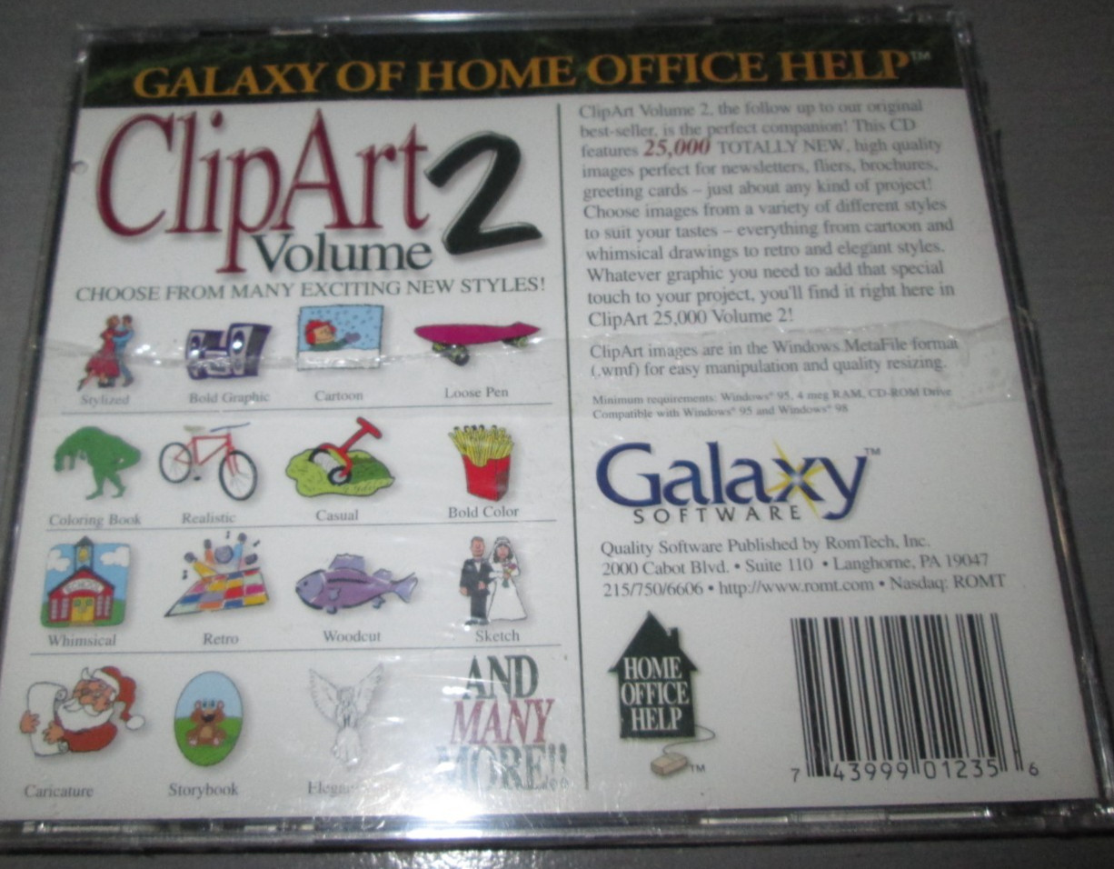 Clip Art Volume 2 CD Galaxy of Home Office Help Windows 95 98 Sealed