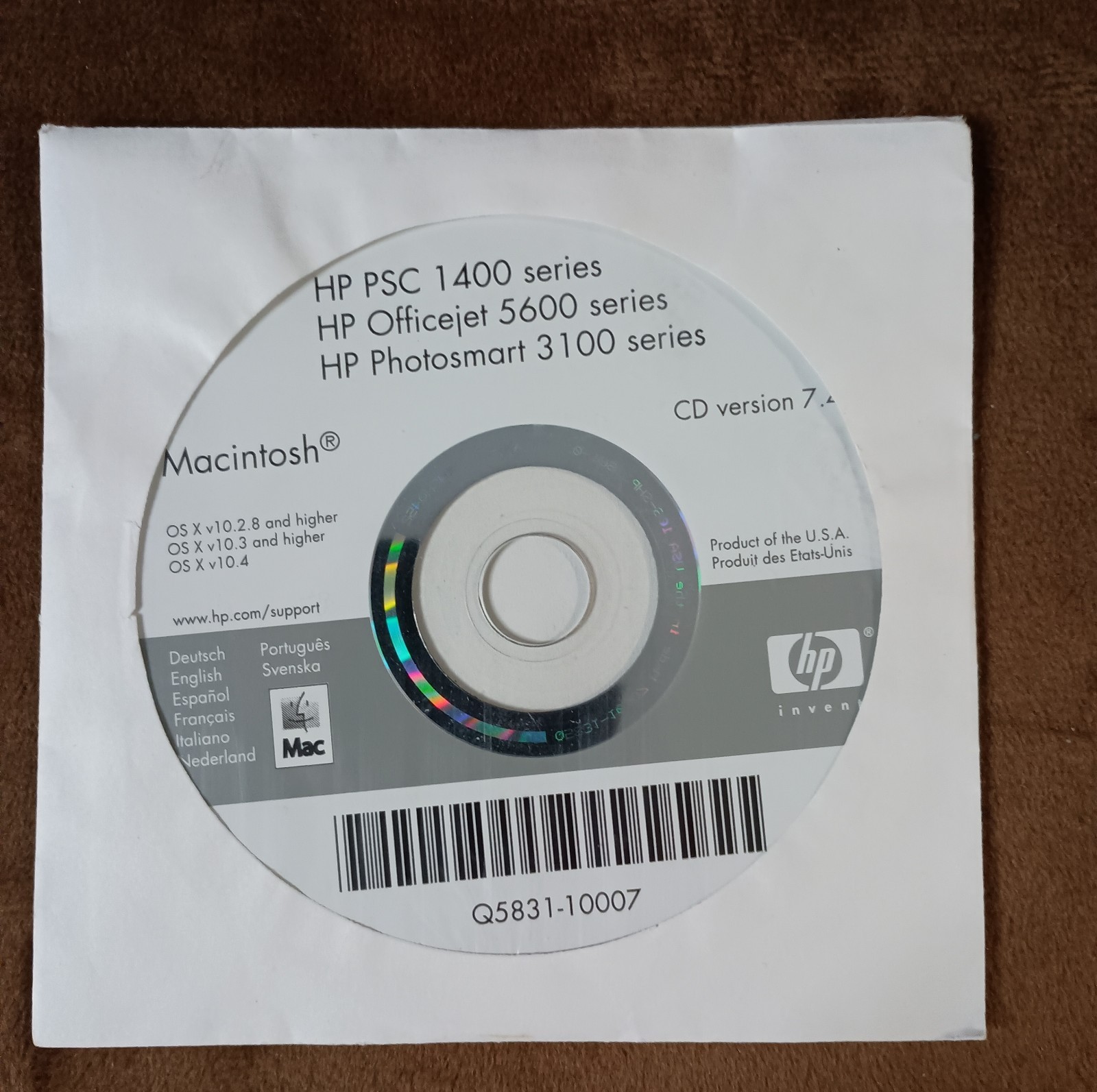 HP PSC 1400 OfficeJet 5600 Photosmart 3100 Mac Driver Software CD v7.4.2