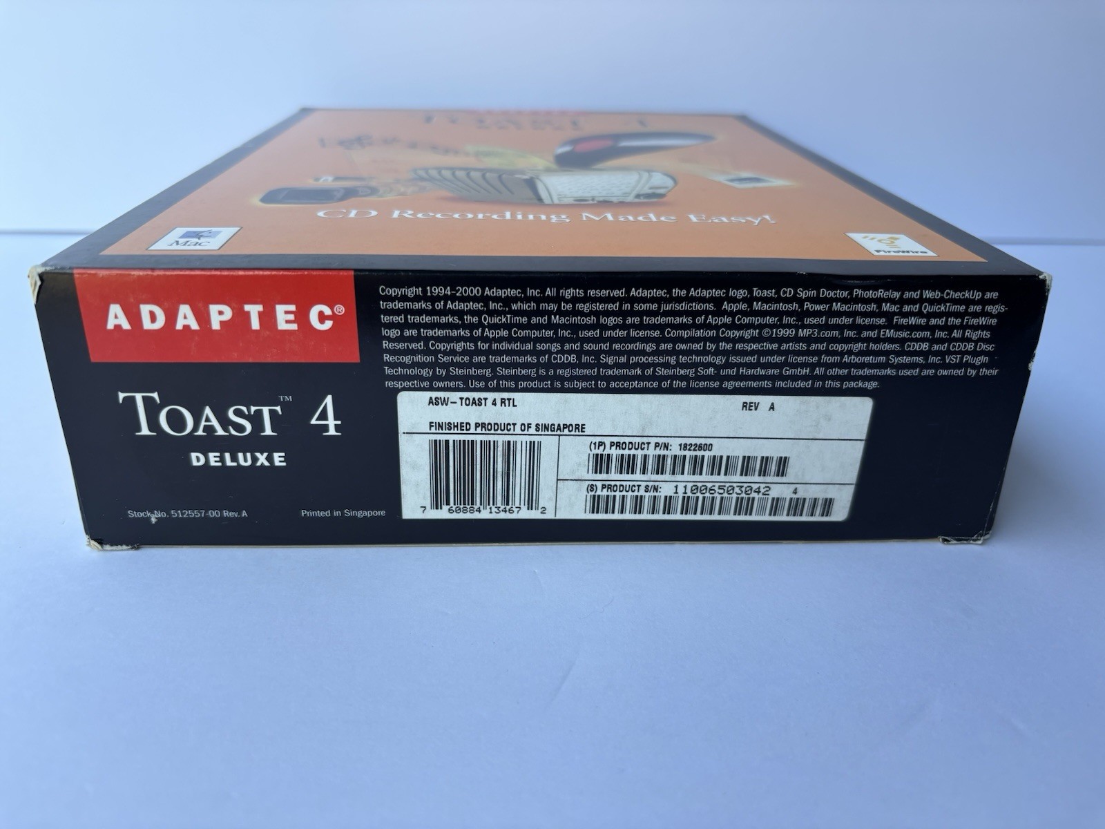 Vintage Macintosh Adaptec Toast 4 Deluxe Software Big Box CD Recording Complete