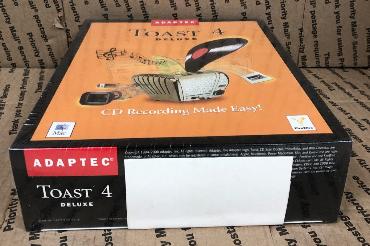 (NEW SEALED!) Adaptec Toast 4 Deluxe Software for Mac Big Box CD Recording