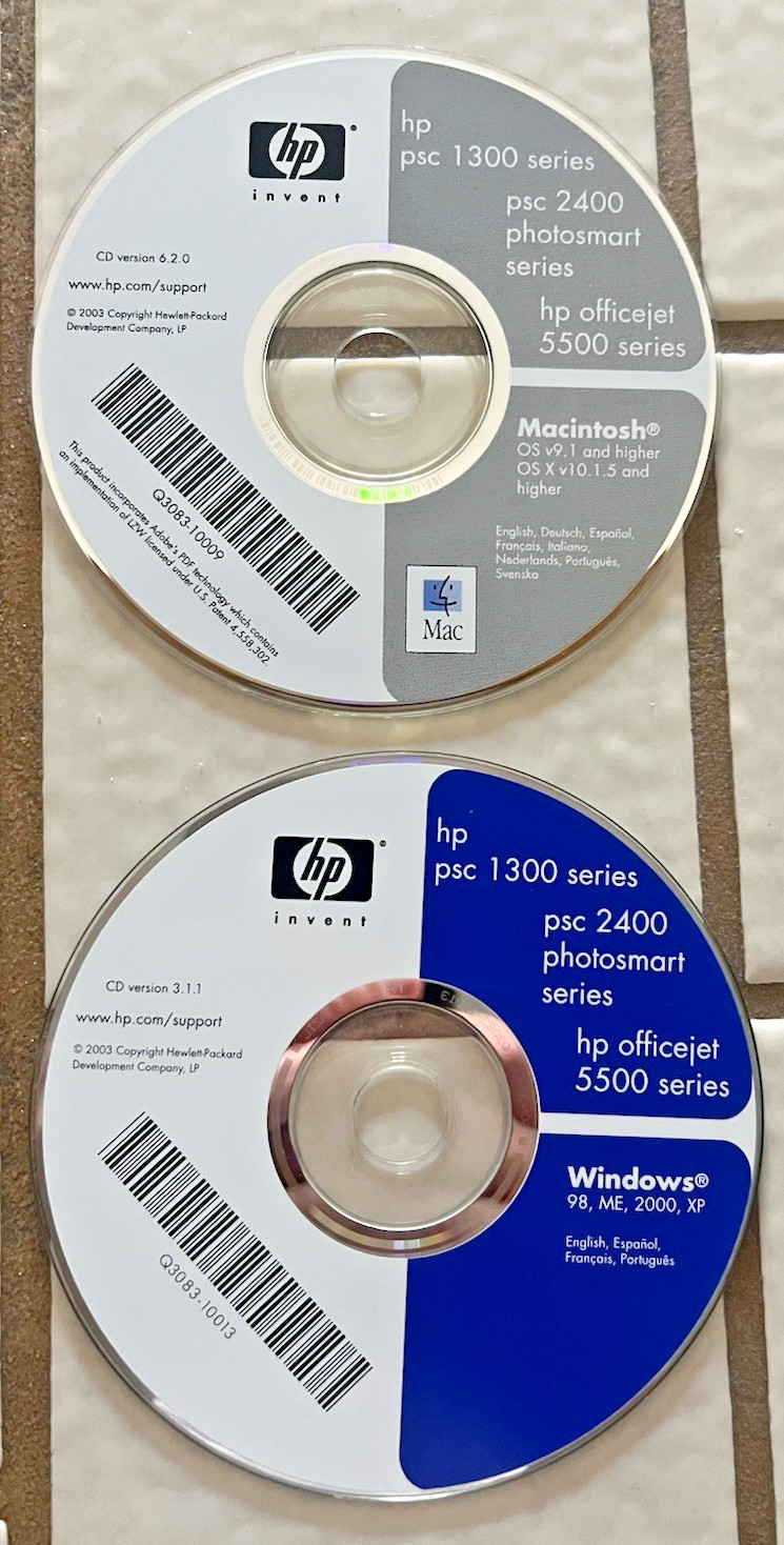 HP PSC 1300 series, PSC 2400 Photosmart, Officejet 5500 printer CD MAC/Windows