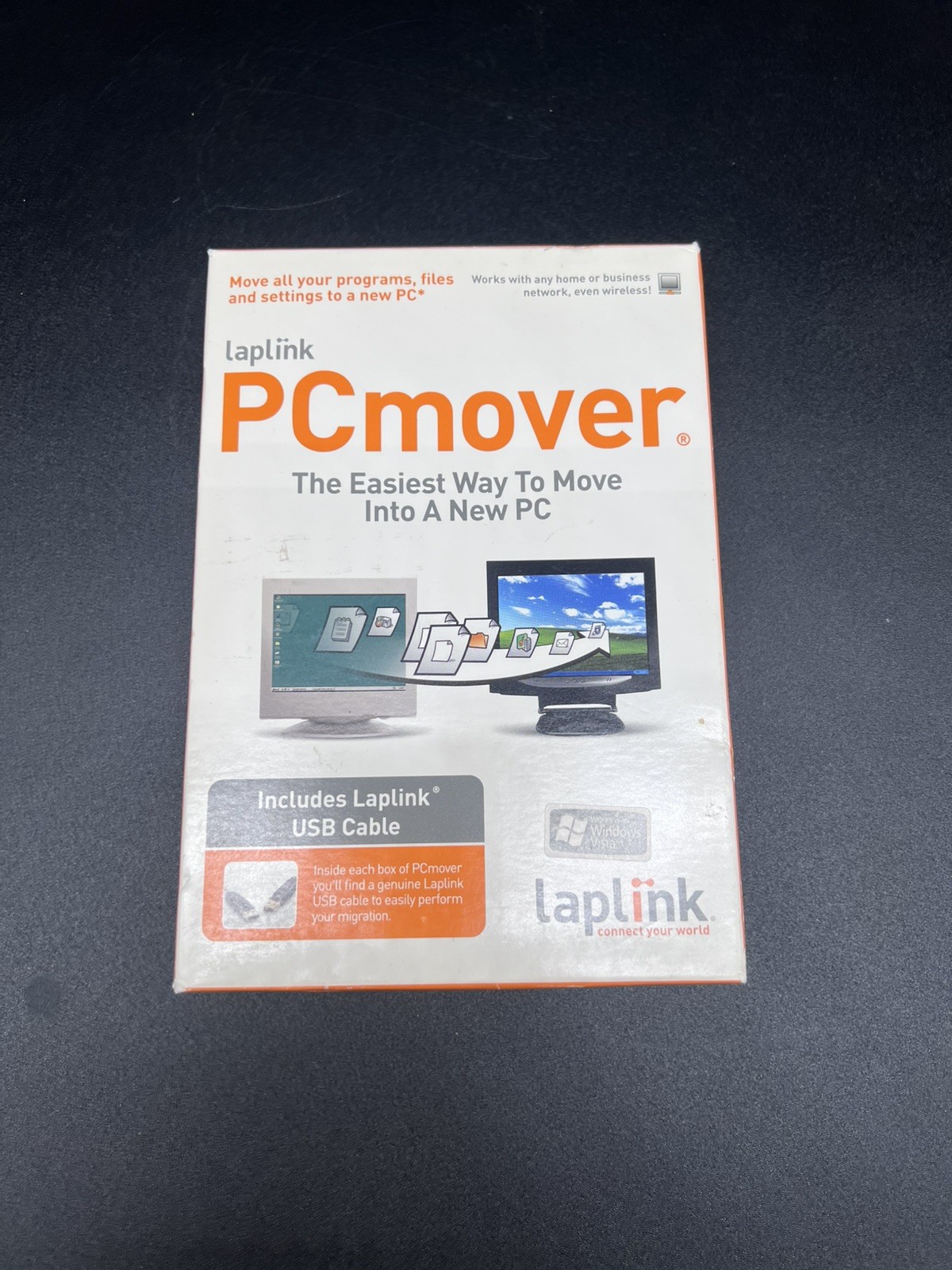Laplink PC Mover Software & Cable Works with Windows 95,98, XP & Vista open box
