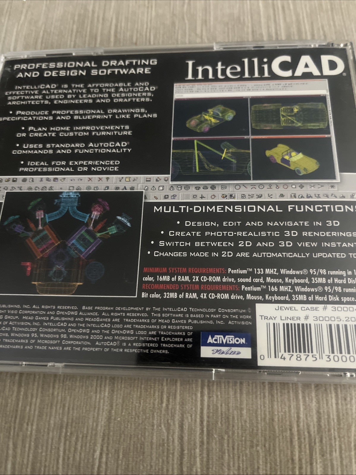 IntelliCAD CD-ROM, PC, 2000, 2D/3D CAD design, ver. 30005.101.US, Head Games