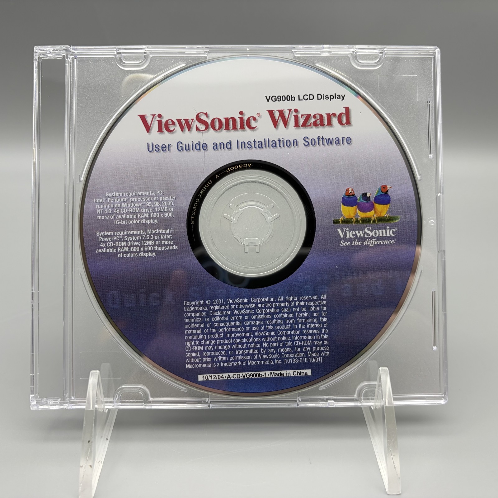 Vintage 2001 ViewSonic Wizard VG900b Monitor LCD Software Drivers CD-ROM Win Mac