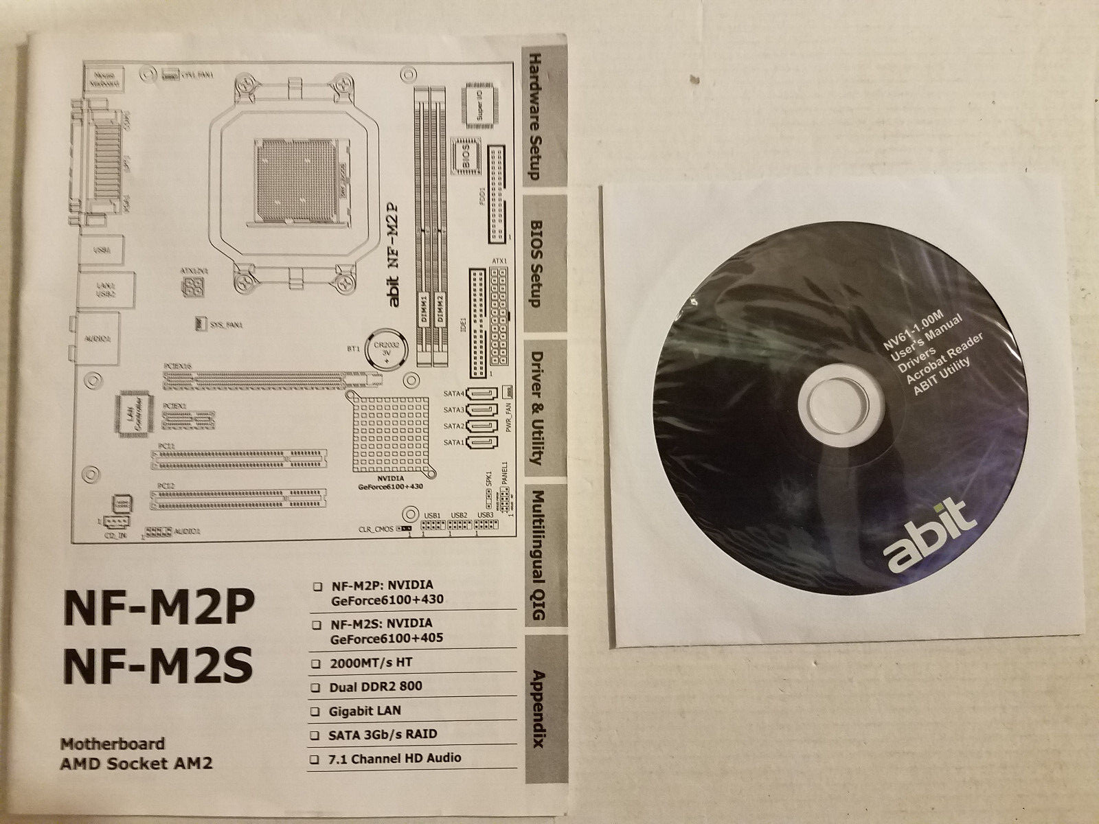 Abit NF-M2P NF-M2S Manual, Drivers and Utilities CD/DVD