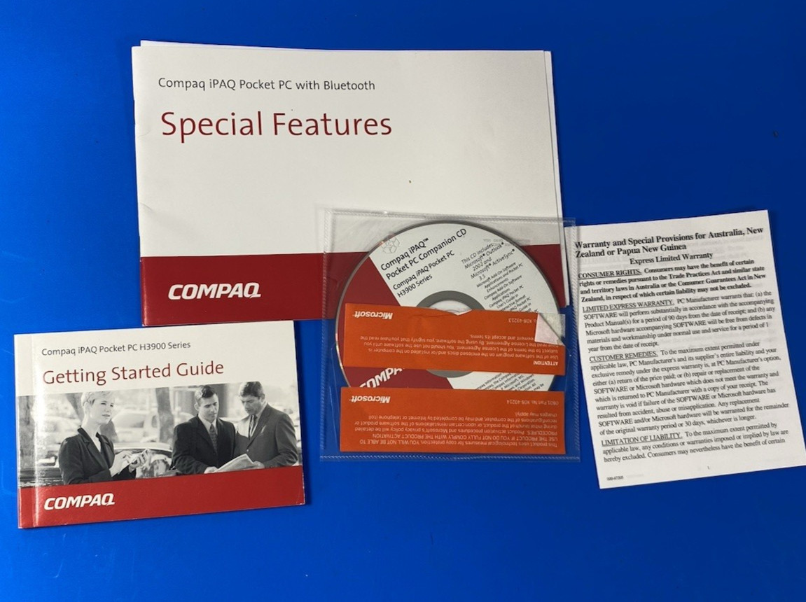 Compaq iPAQ Pocket PC H3900 Series Companion CD-ROM (2002) W/ Manual Guide