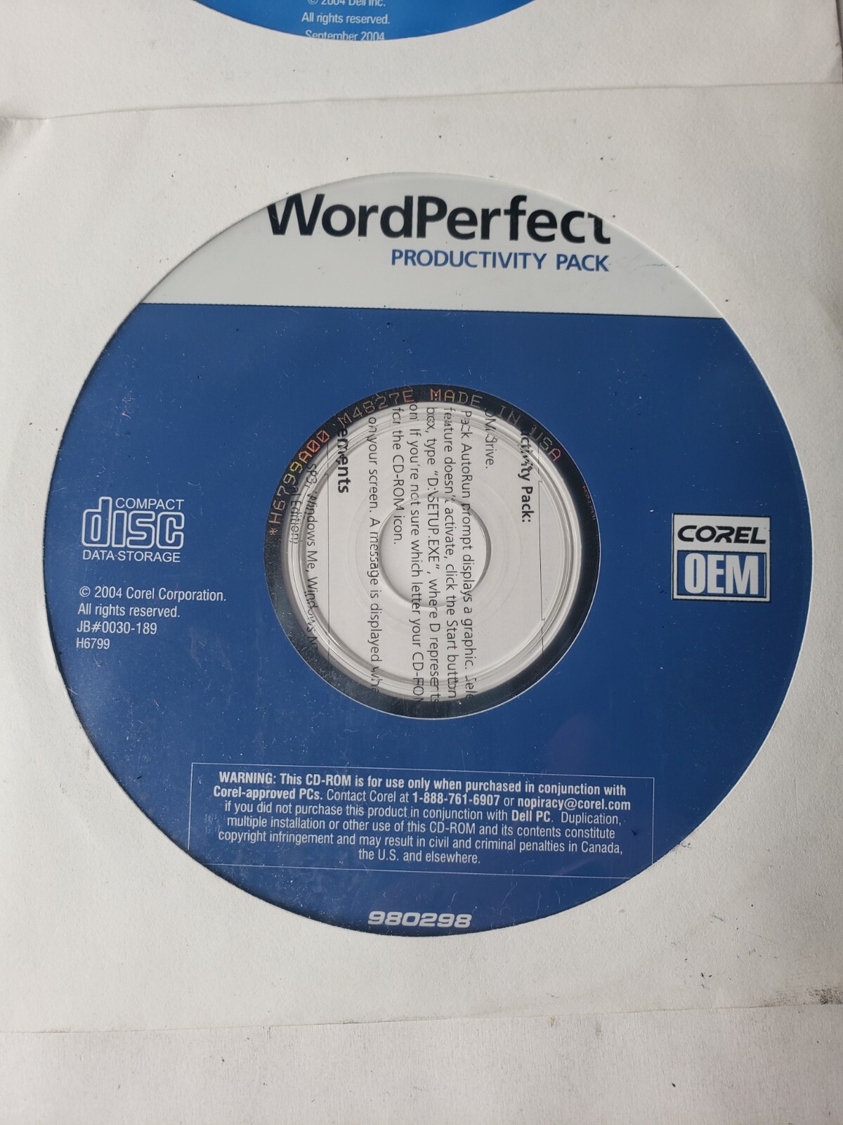 2004 Dell Tools System Software Reinstalling CD Drivers Utilities WordPerfect