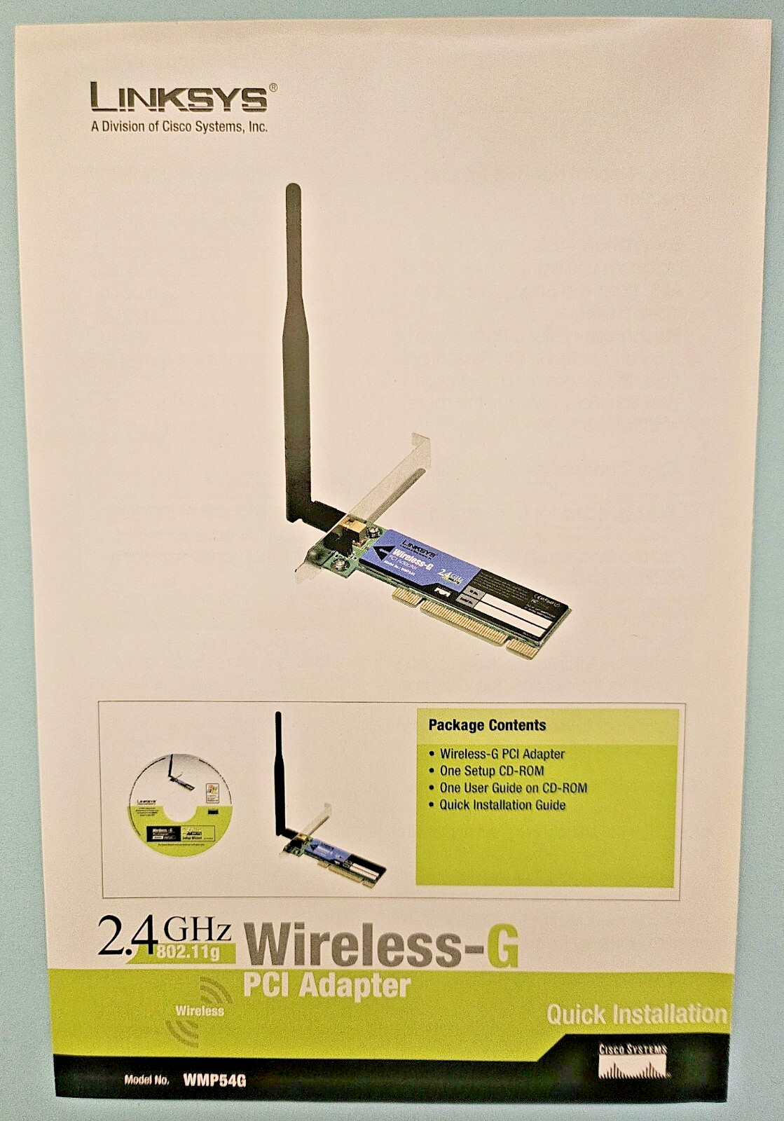 Linksys Wireless-G PCI Adapter Model WMP54G Ver 4.51 GHz 802.11g Wizard Setup CD