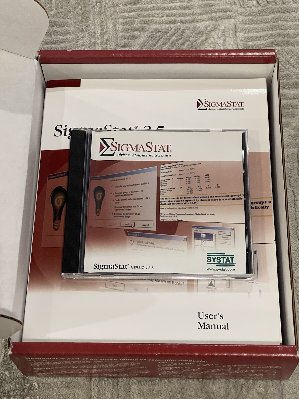 SYSTAT Sigmastat 3.5 Advisory Statistics for Microsoft Windows XP, 2000, NT 4.0