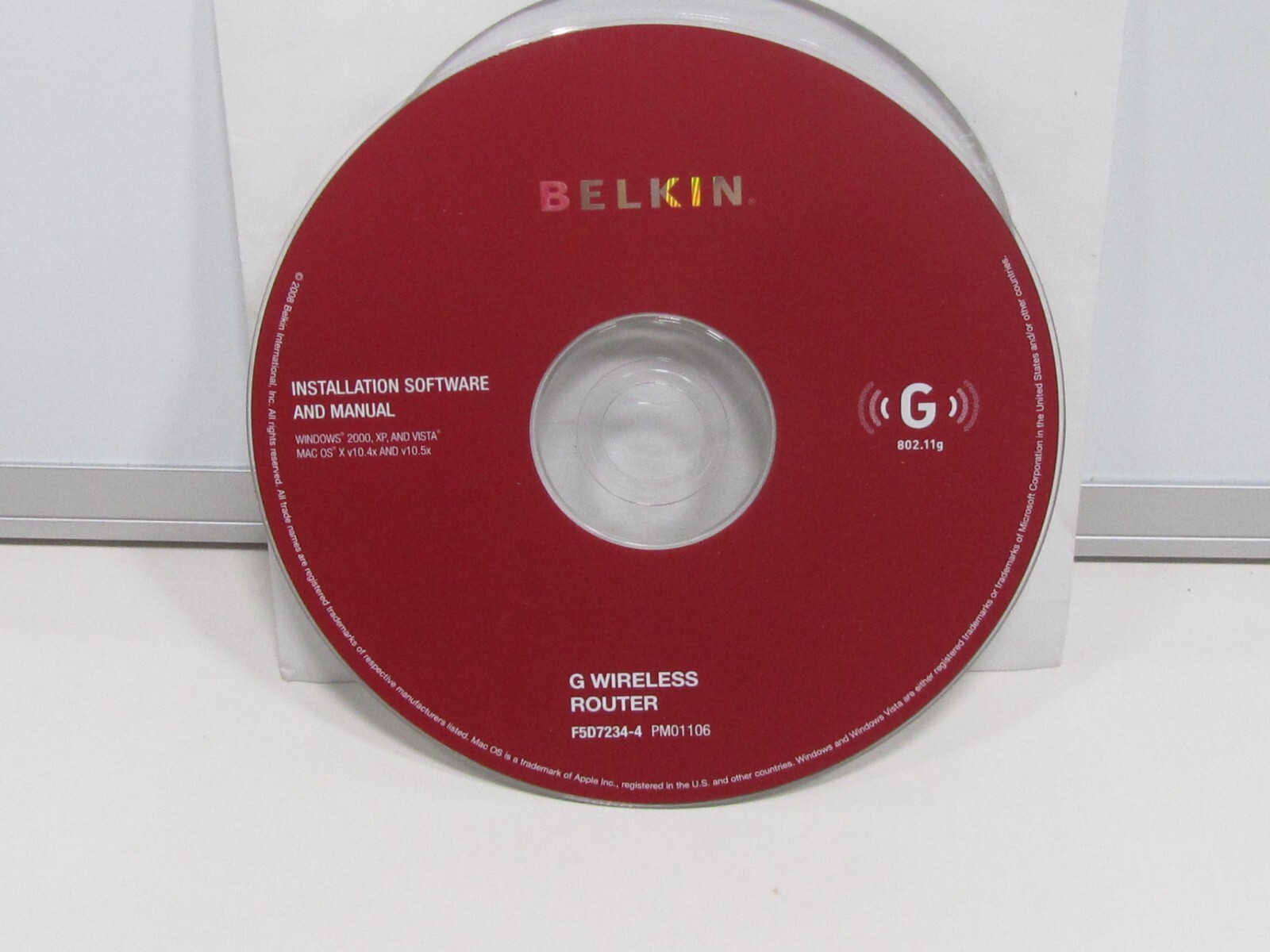 BELKIN G WIRELESS ROUTER INSTALLATION SOFTWARE AND MANUAL F5D7234-4.