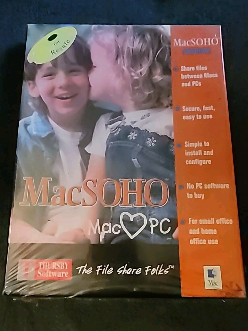 Apple Macintosh MacSOHO Software – V 1.0 – MAC PC File Sharing (Mac OS 8.6 9.X)