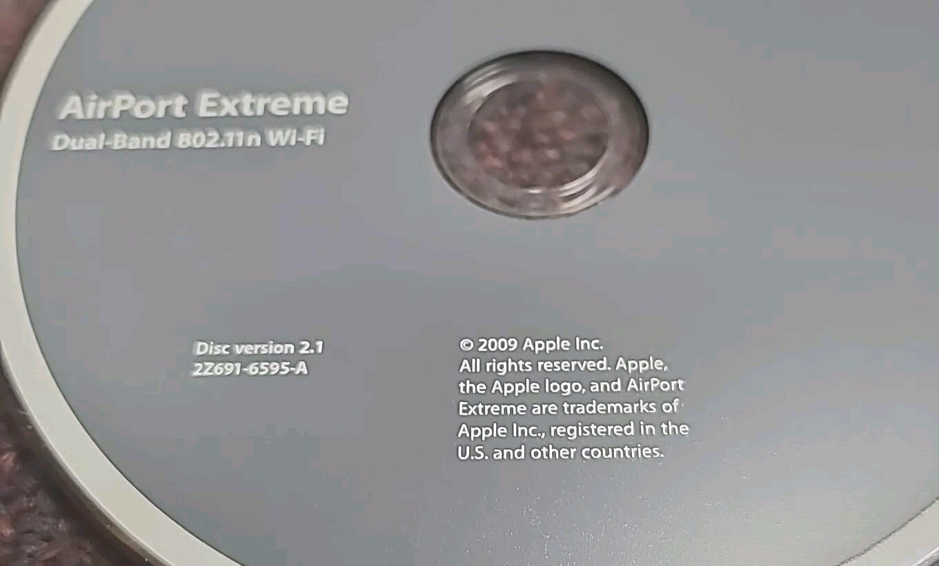 Apple Macintosh AirPort Extreme Dual Band 802.11n Wifi Ver 2.1 Installation CD
