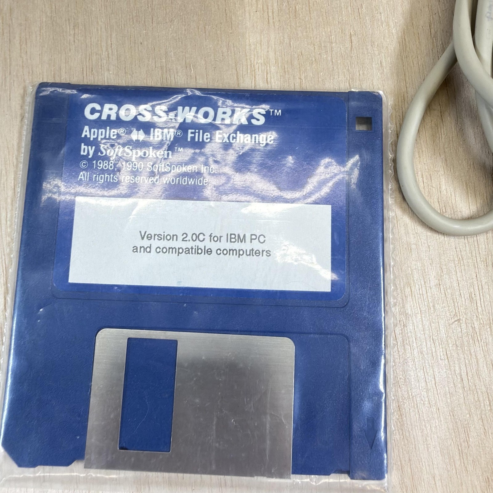 Vintage SoftSpoken Cross-Works Apple II IBM PC File Exchange Utility Disks Cable