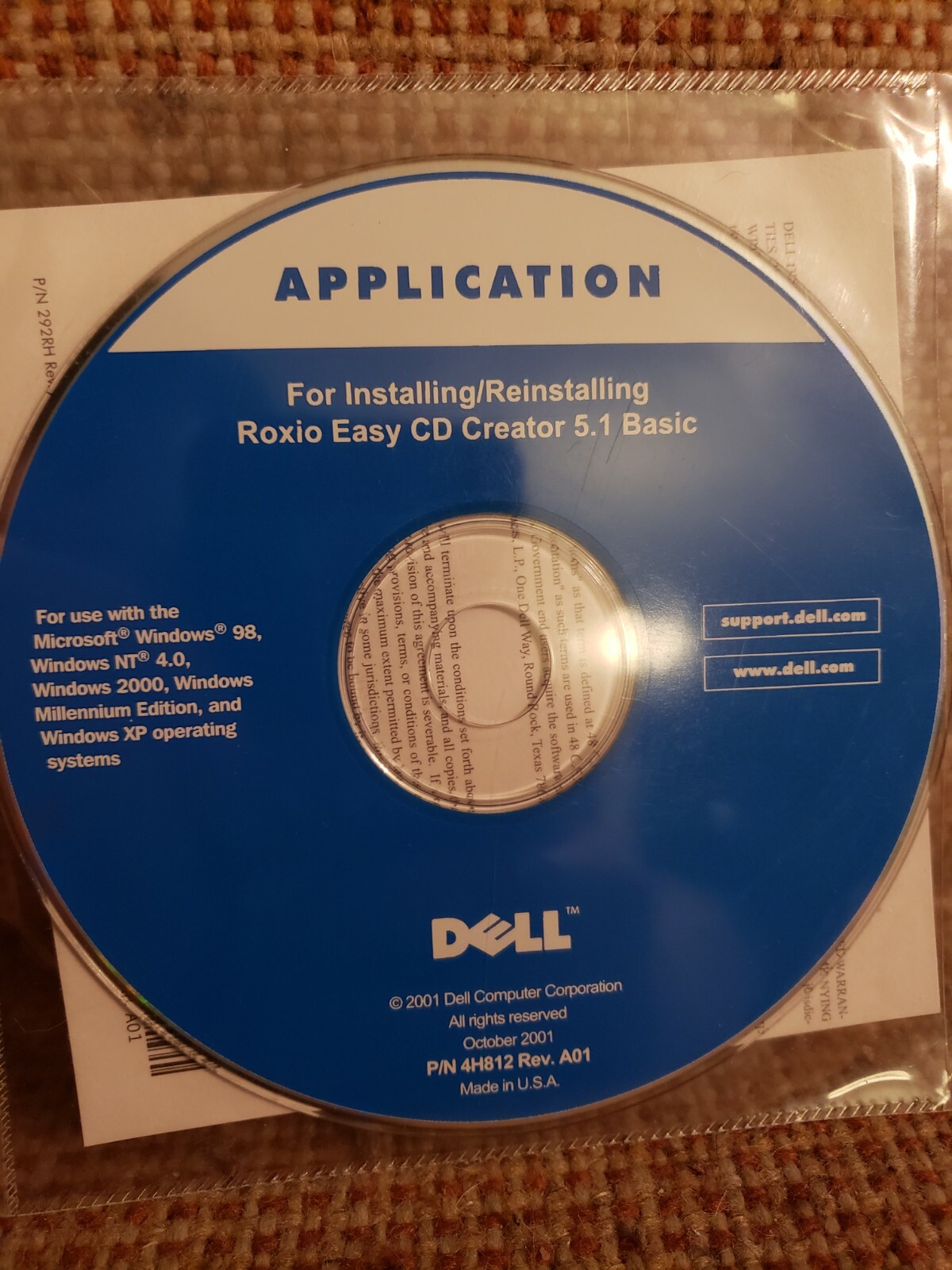 Dell Dimension Utilities and Drivers 5 CDs 2001 Anti-virus, Roxio, ResourceCD