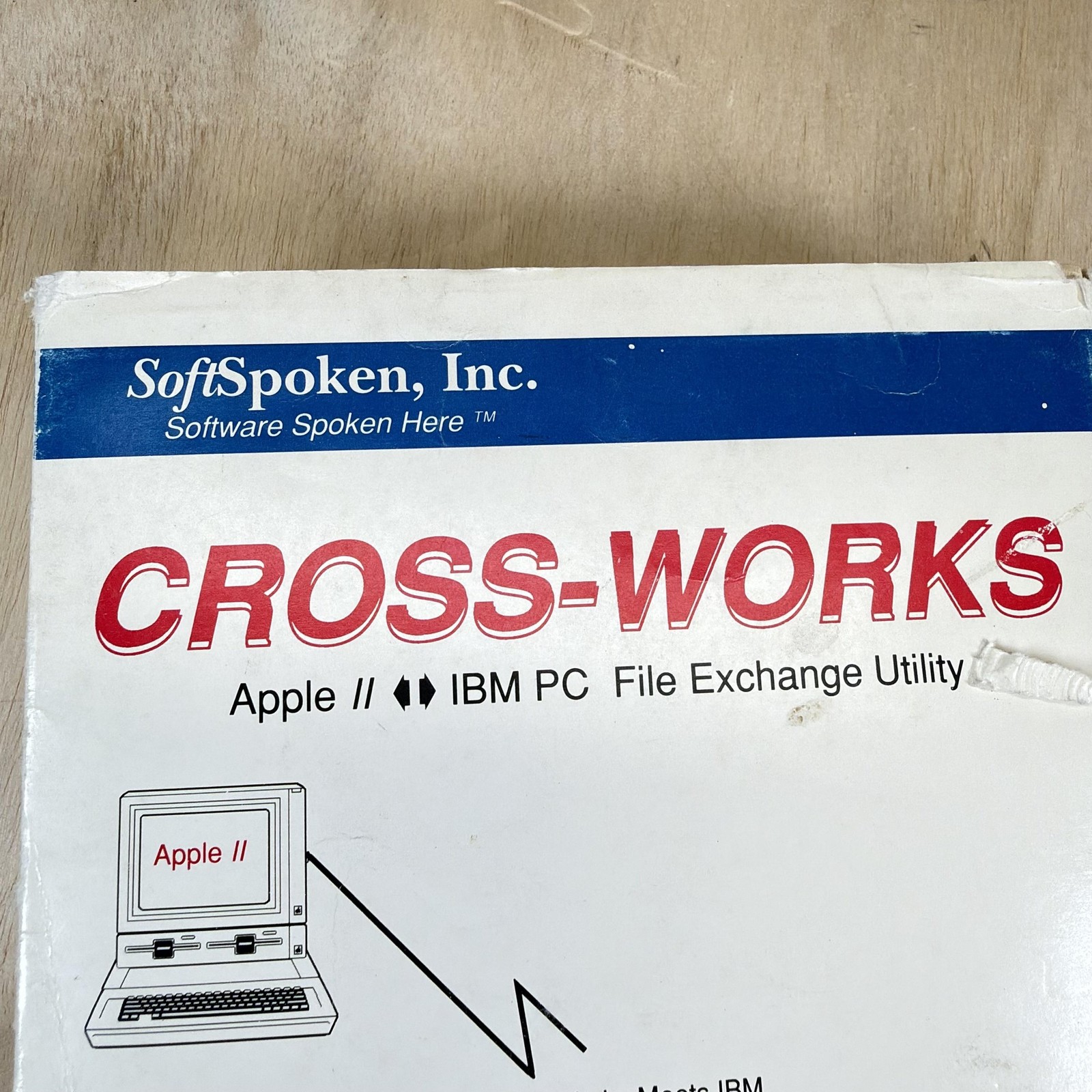 Vintage SoftSpoken Cross-Works Apple II IBM PC File Exchange Utility Disks Cable