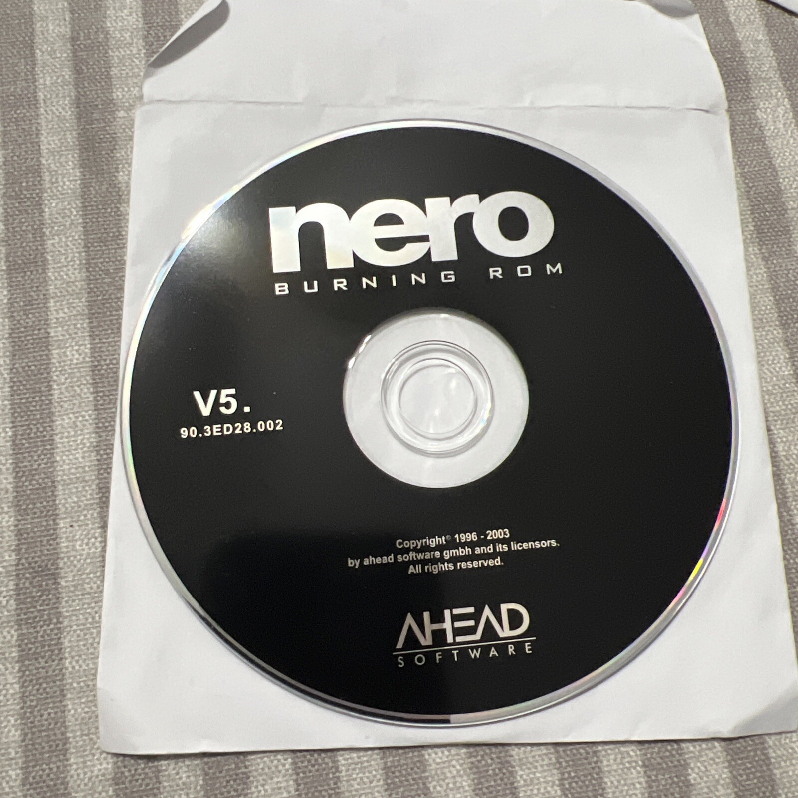 Nero Burning Rom V5. Ahead Software Vintage Computer Disk.