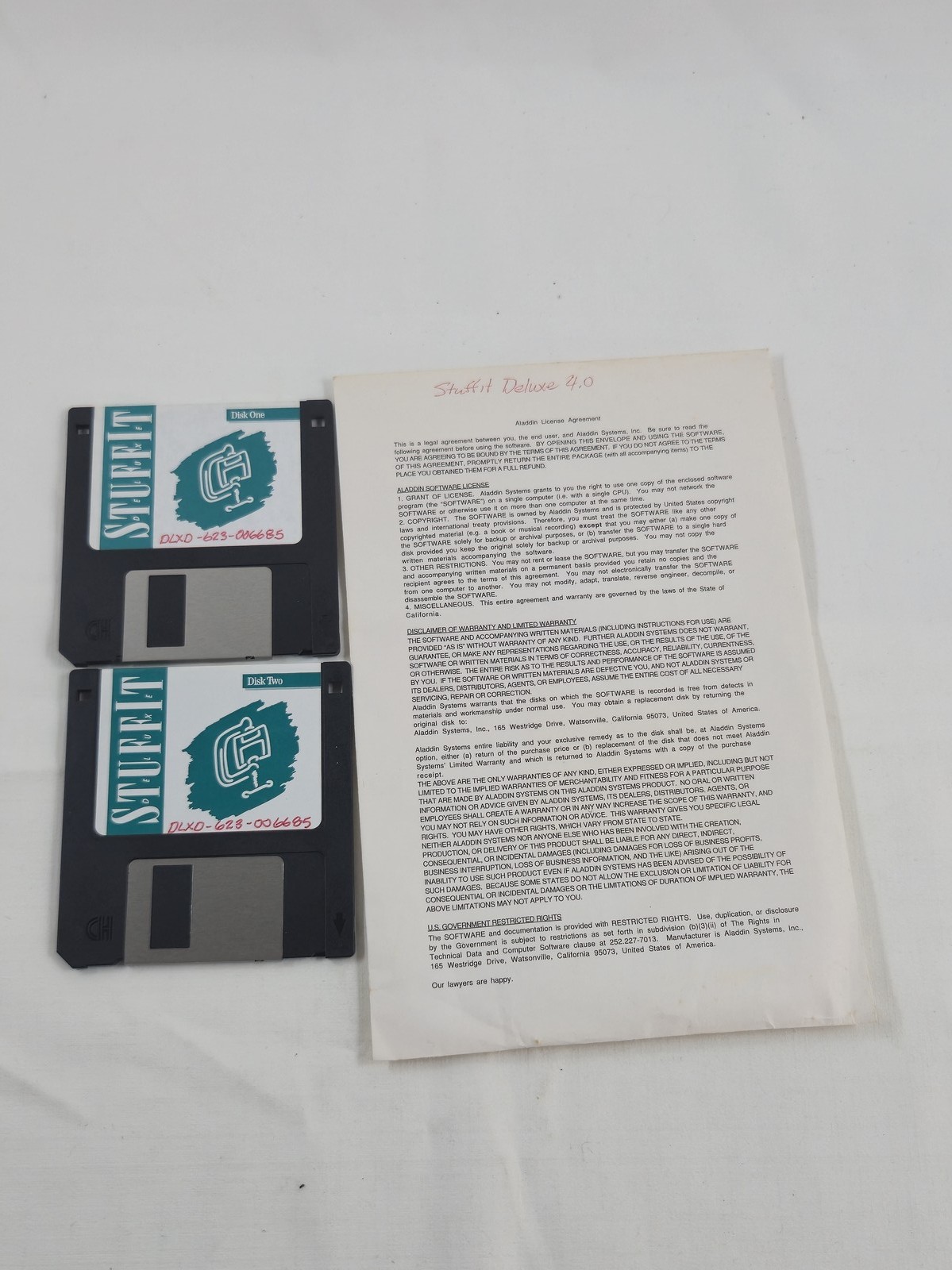 Aladdin StuffIt Deluxe 4.0 & SpaceSaver Macintosh Vintage Software CD & Floppy