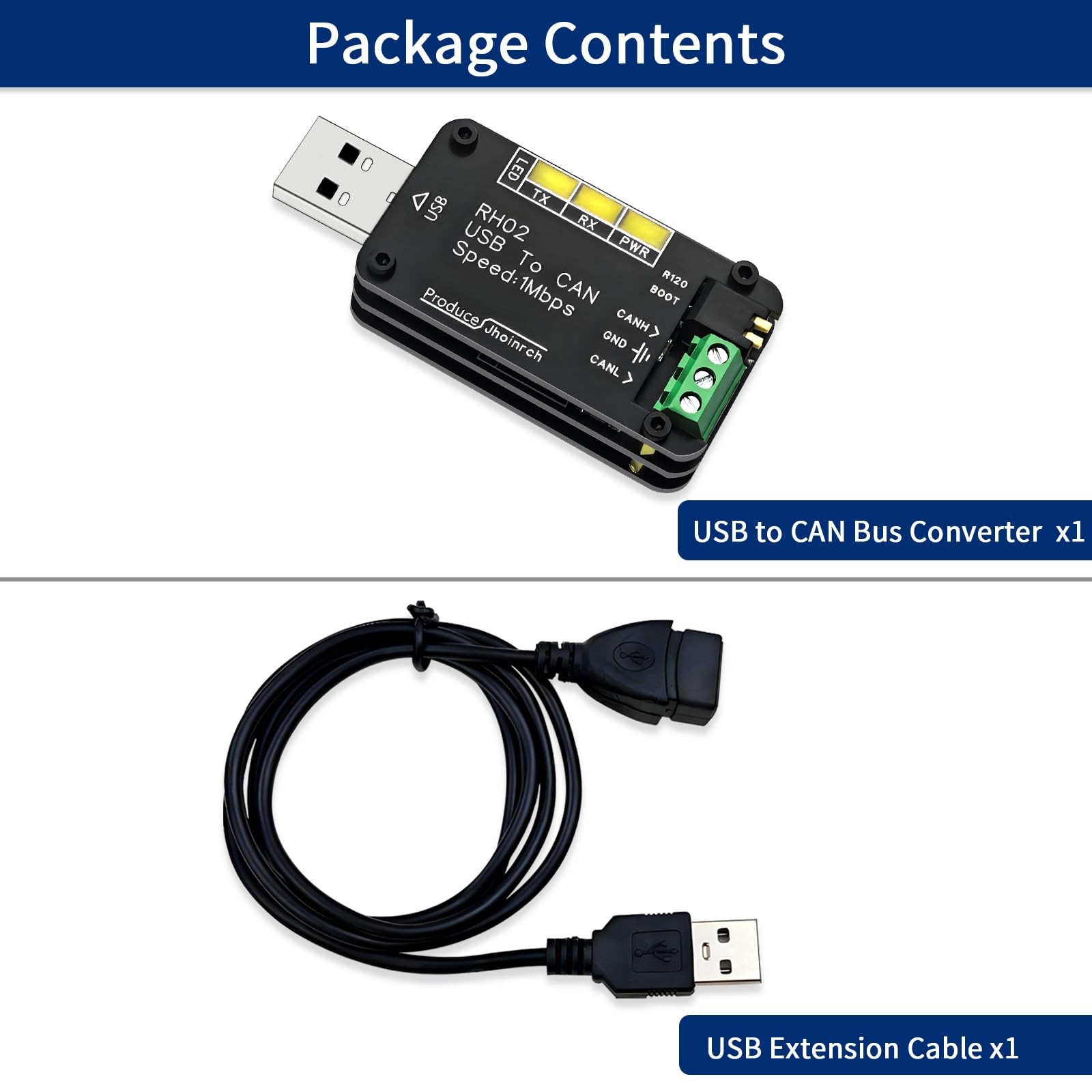 Jhoinrch USB to CAN Bus Converter Base on Open-Source Hardware CANable Black