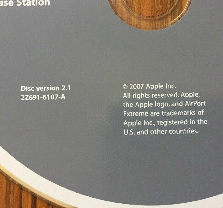 2007 Macintosh Mac AirPort Extreme Wireless Base Station Ver 2.1 Installation CD