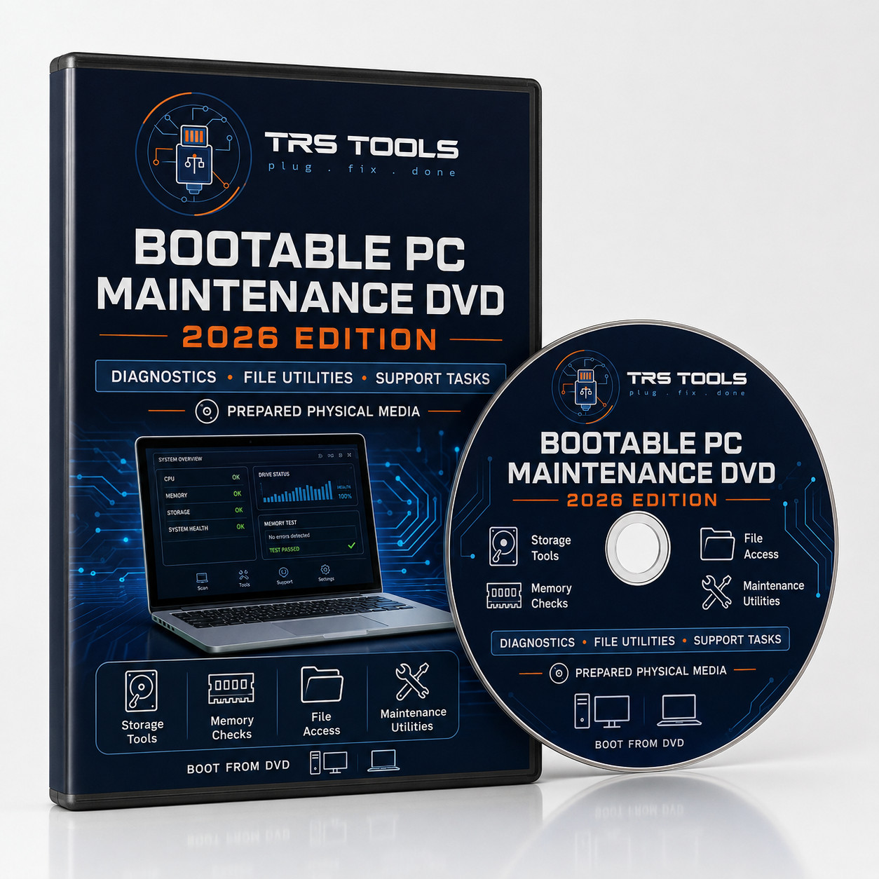 Bootable PC Maintenance DVD 2026 Diagnostic Disc for Desktop Laptop Physical Med