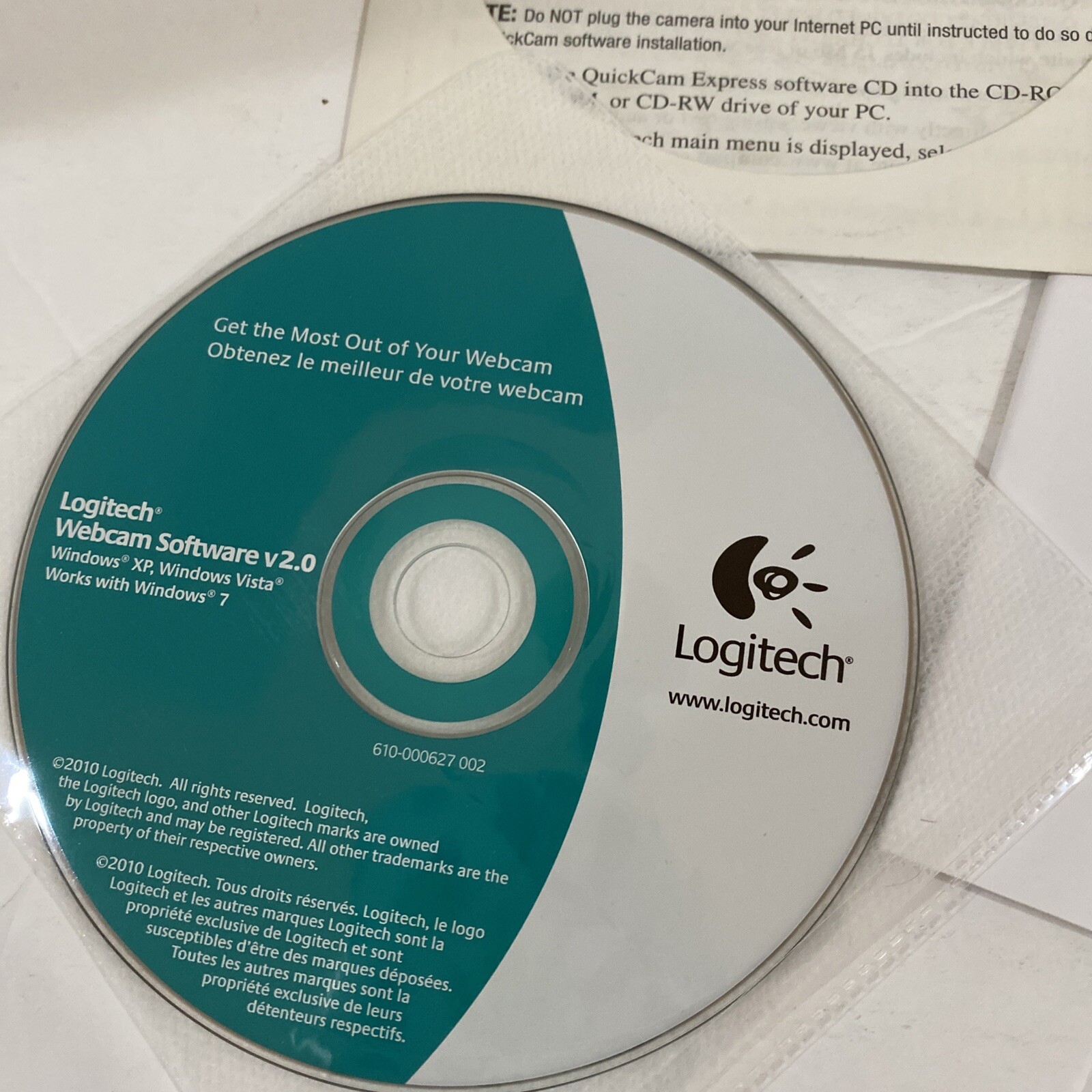 Logitech Webcam Software V2.0 Install Disk and book