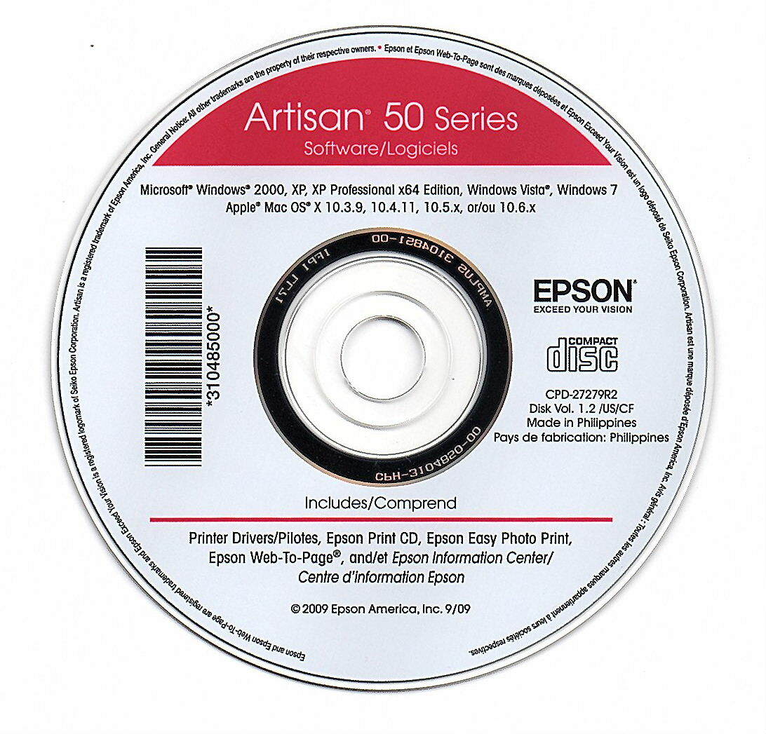 EPSON ARTISAN 50 SERIES PRINTER CD